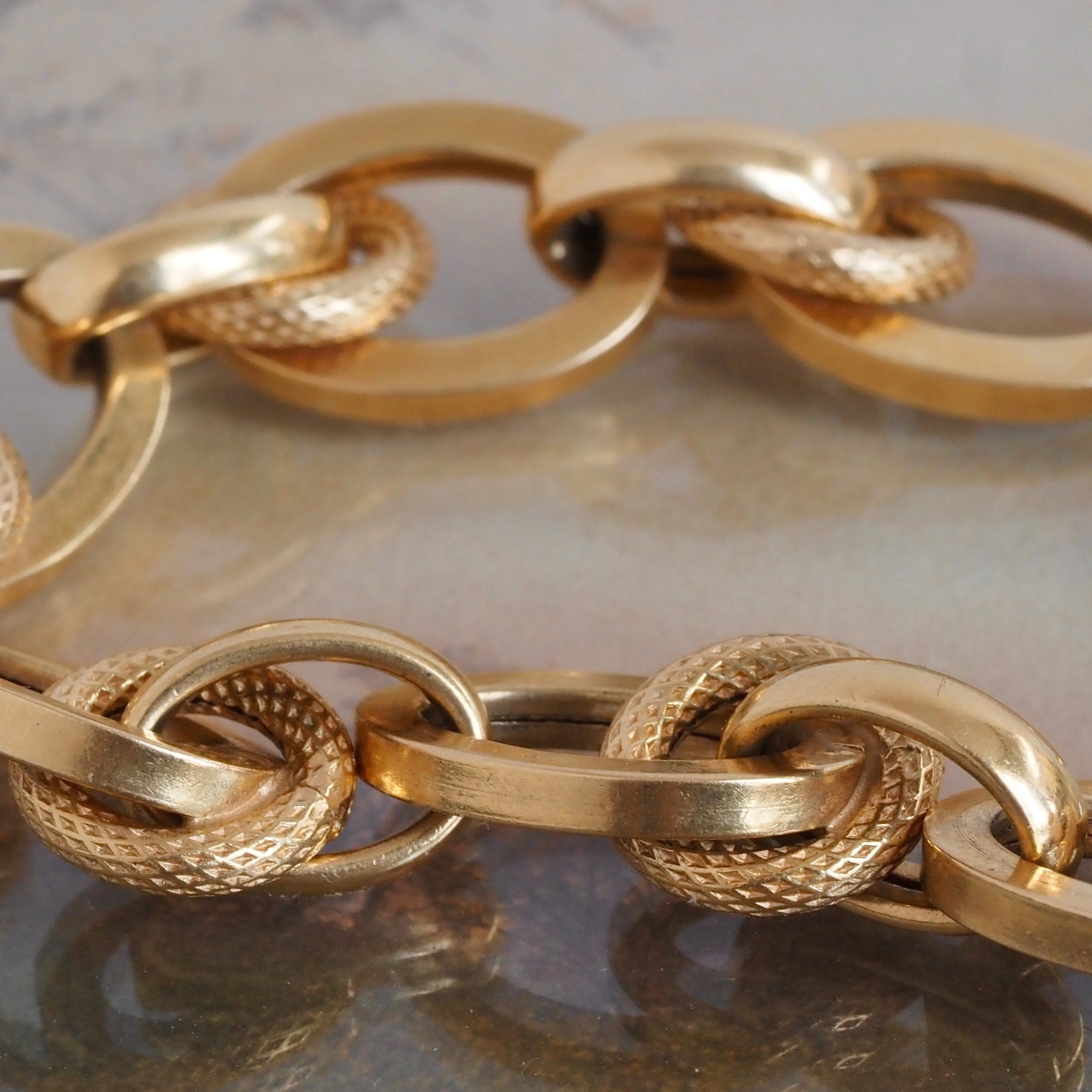 Vintage Italian 18k Gold Chunky Offset Link Bracelet