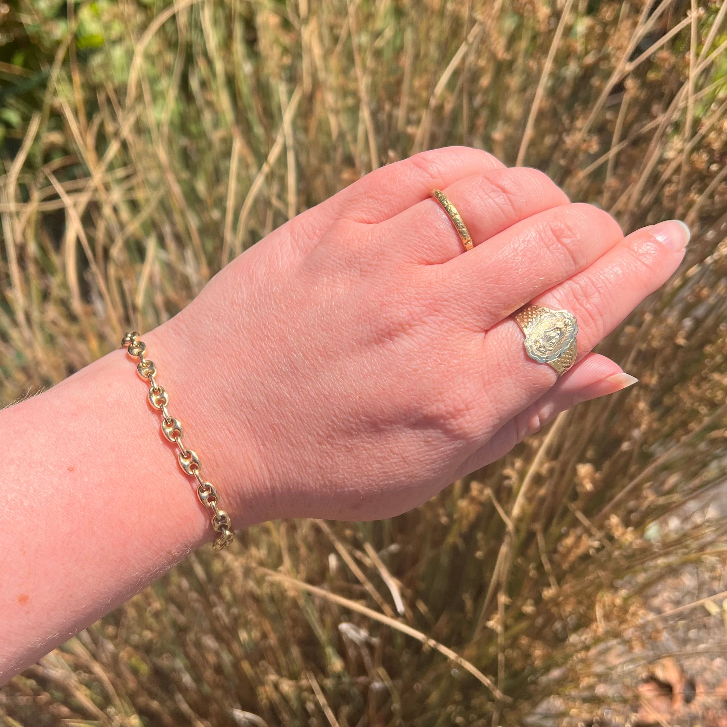 Vintage Puffy Mariner Link 14K Gold Bracelet