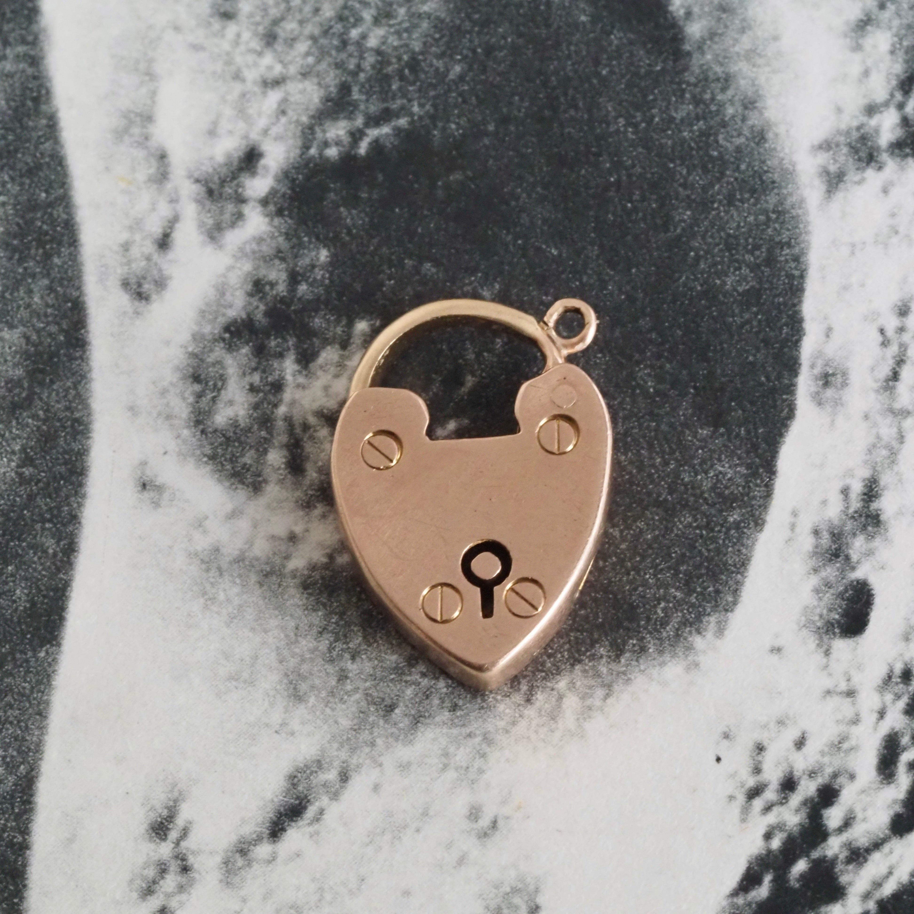 Vintage English 9k Gold Heart Padlock Pendant from London