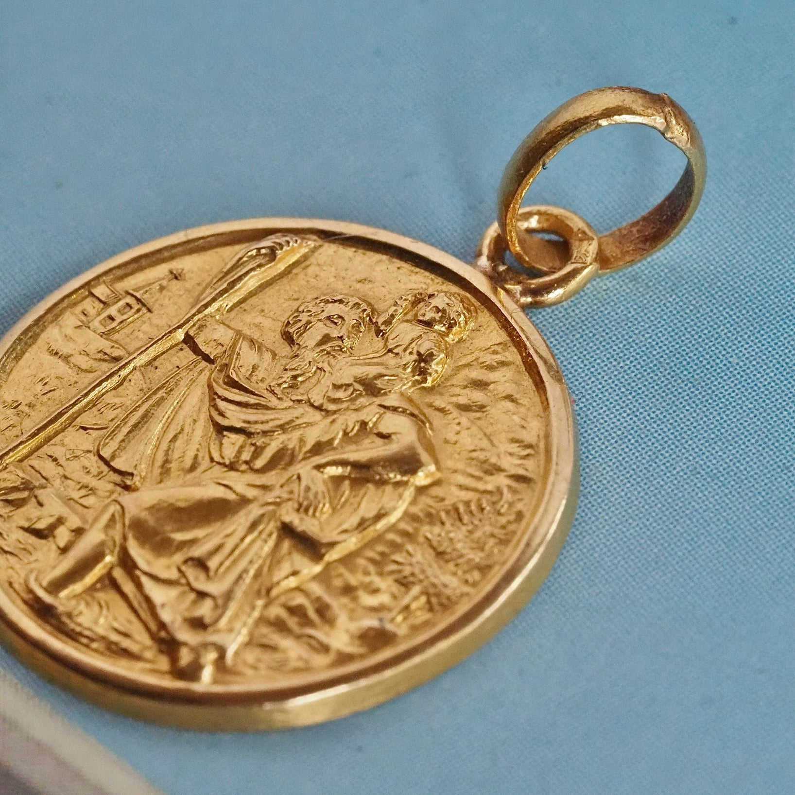 Portuguese 19k Gold Saint Christopher Pendant