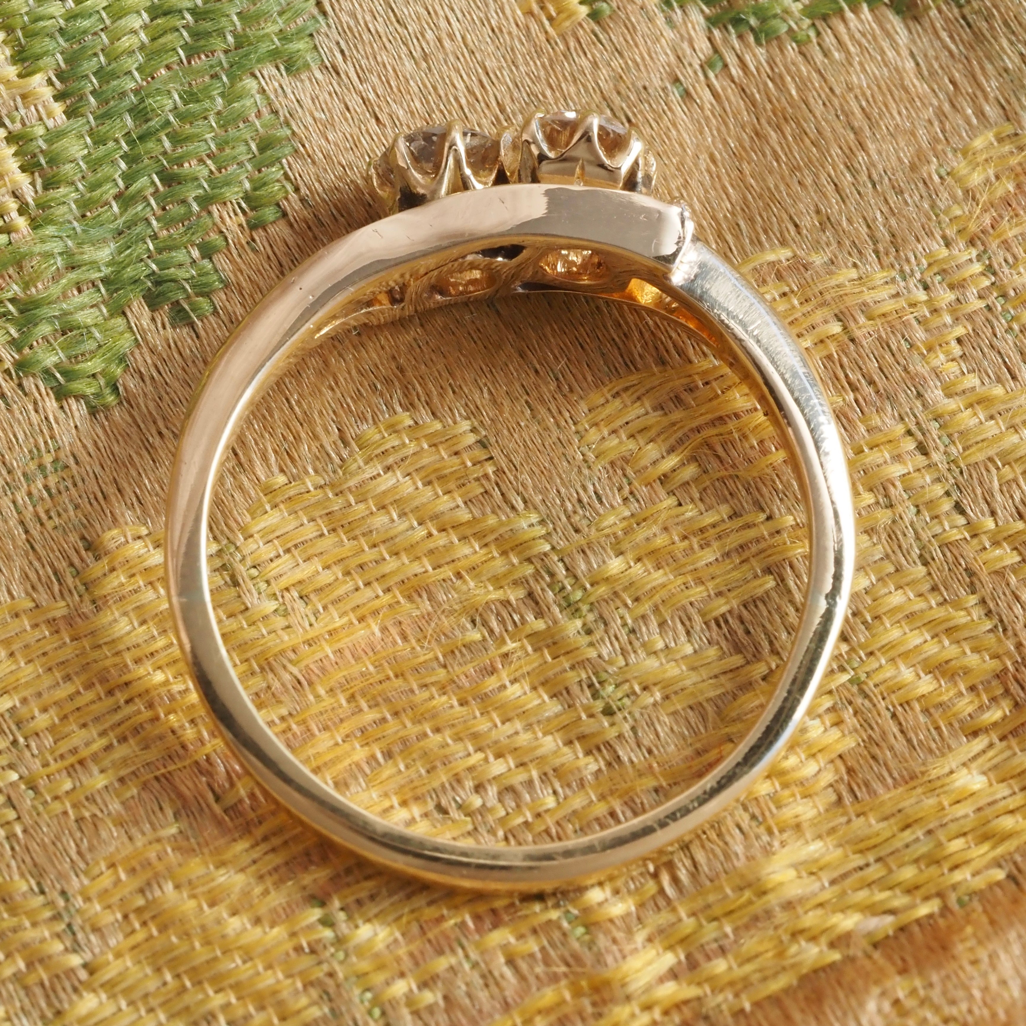 Antique Art Nouveau English Moi et Toi Old European Cut Diamond 18k Gold Engagement Ring