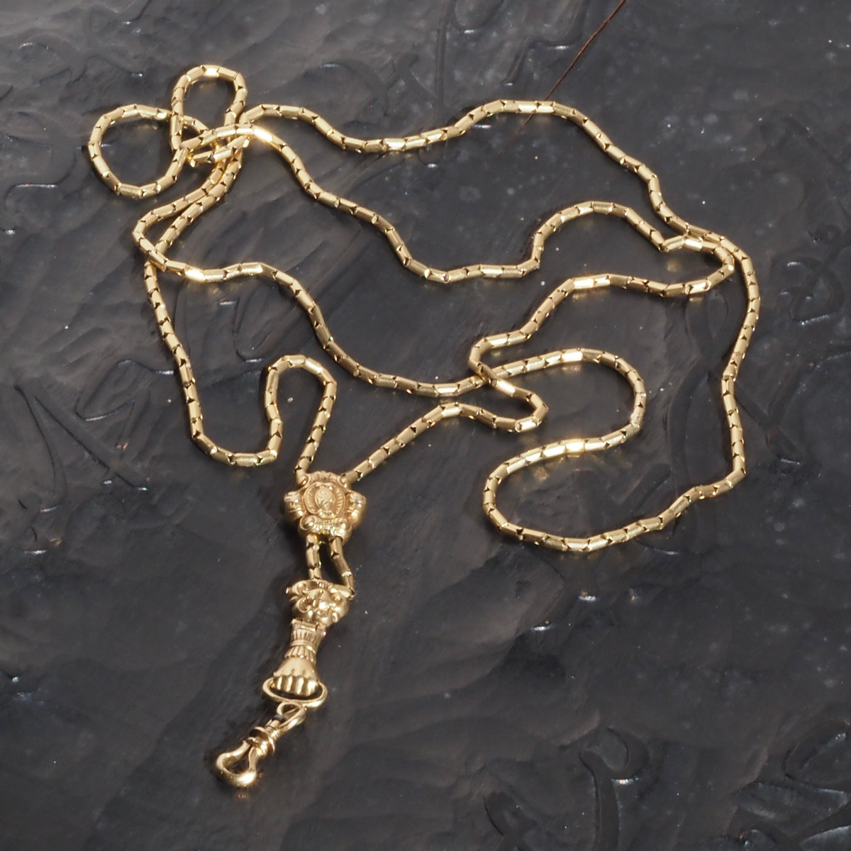 Antique c. 1837-1847 French 18k Gold Chain with Hand Swivel Clip and Slider Necklace