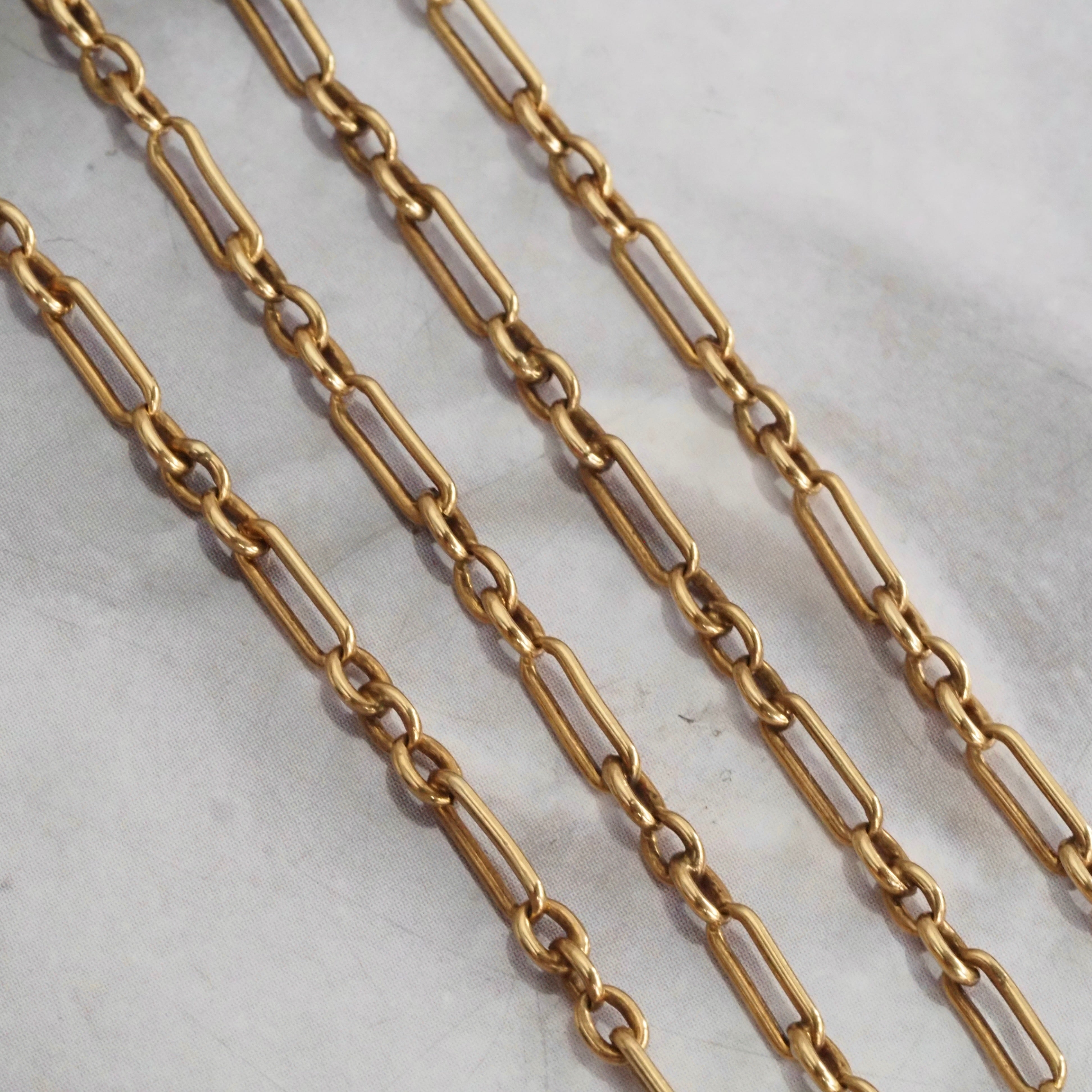 Vintage 14k Gold Alternating Cable Link Chain Necklace