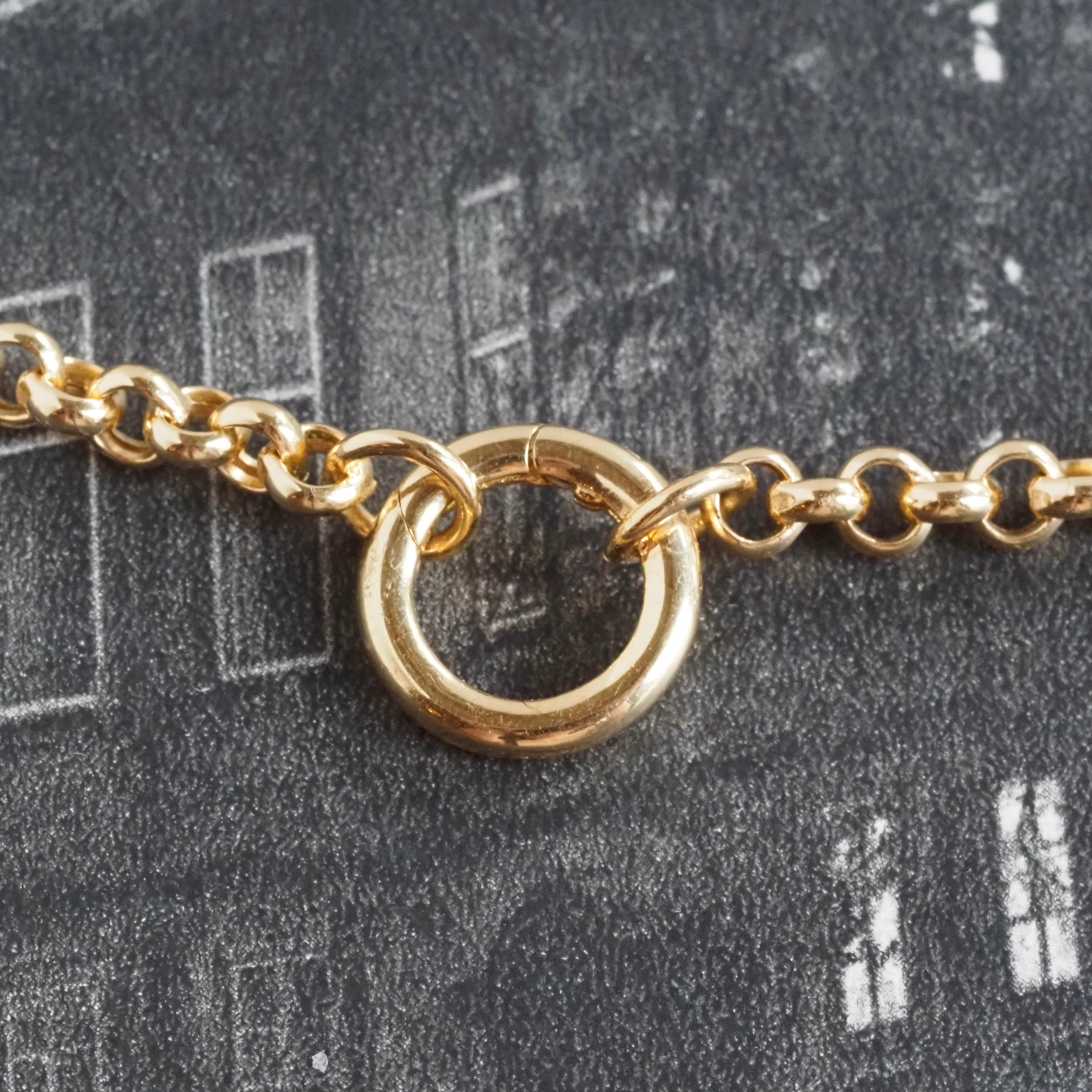 Vintage Italian 14k Gold Rolo Charm Holder Chain Necklace