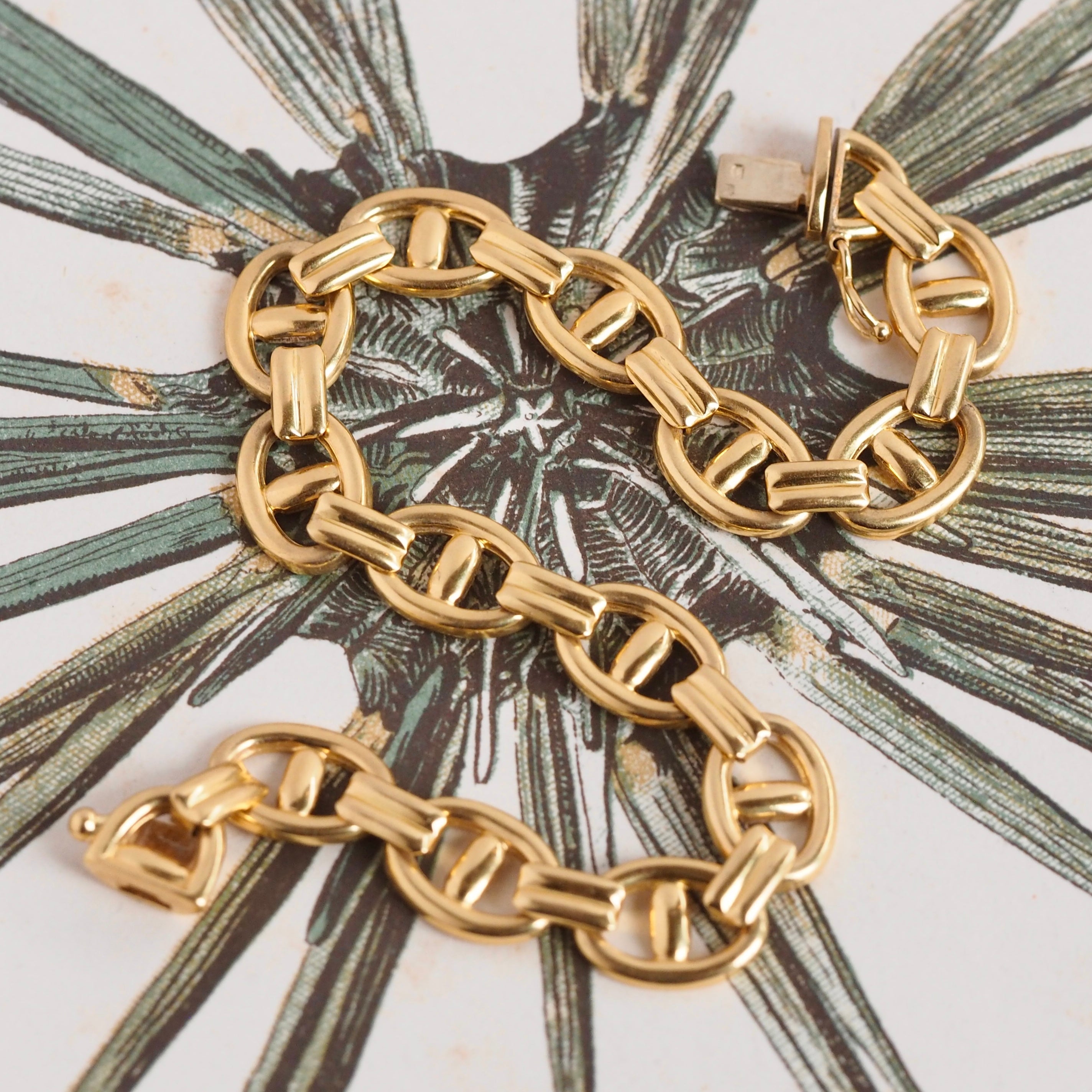 Vintage Portuguese 19k Gold Mariner Link Bracelet