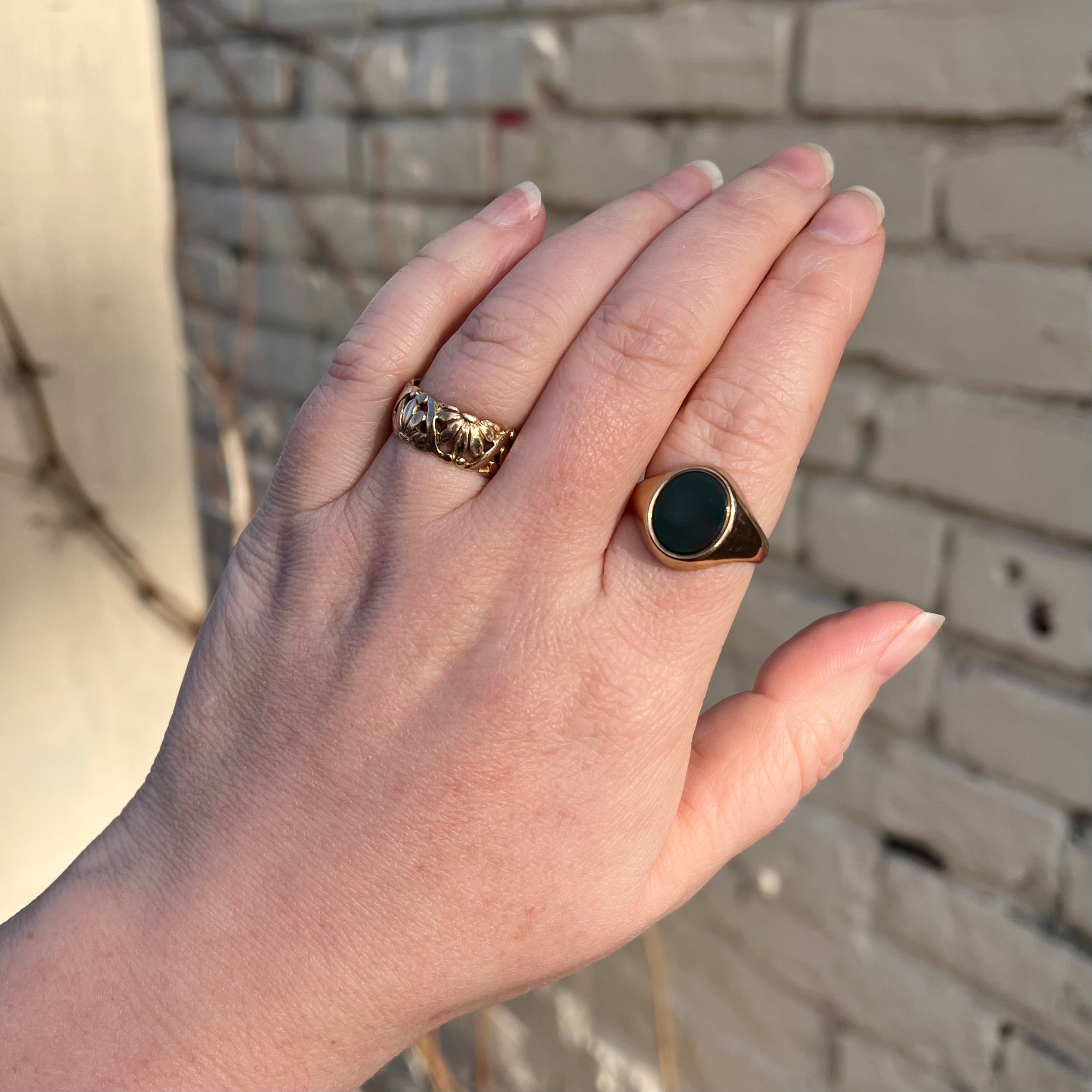 Antique J.R. Wood & Sons Floral 14k Gold Band