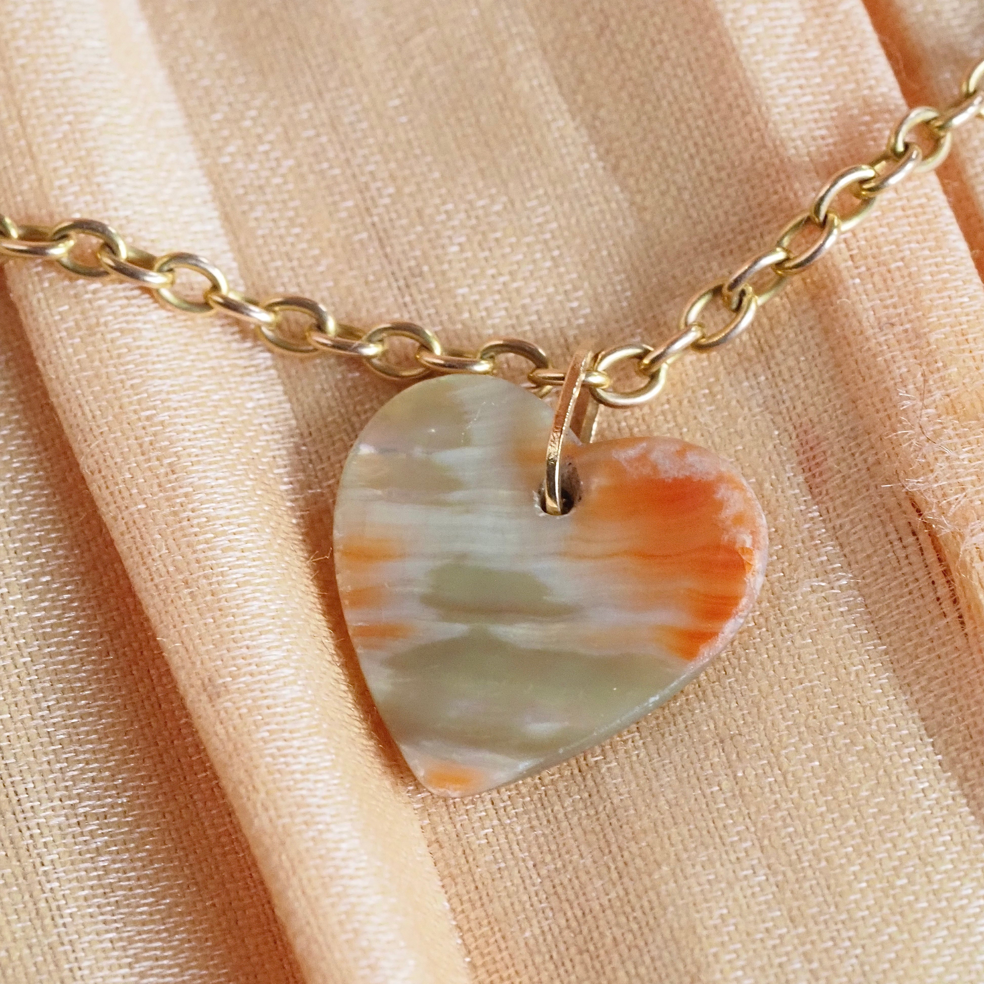Mother Of Pearl Heart 14k Gold Pendant