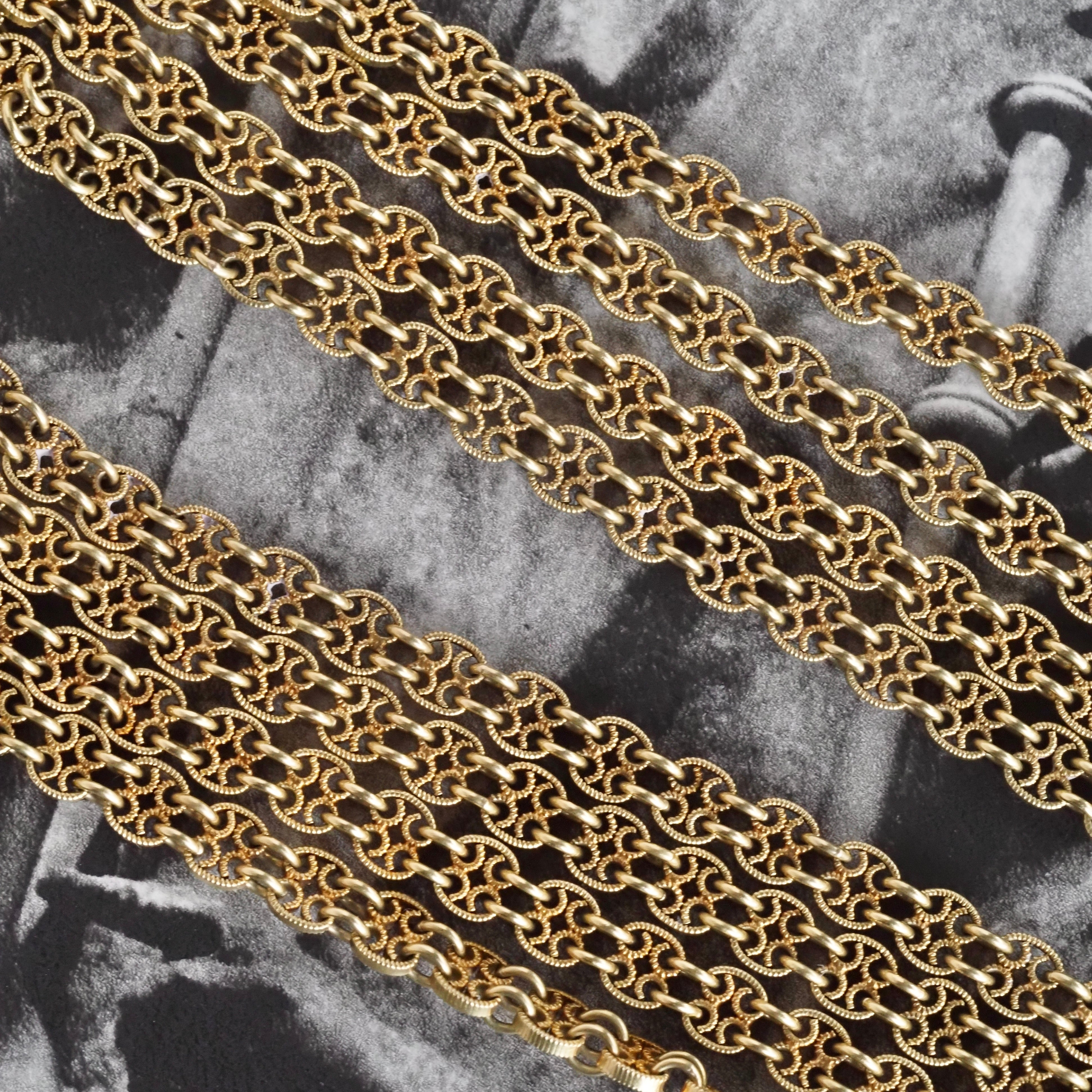 Antique French 18k Gold Art Nouveau Ornate Chain Link Necklace