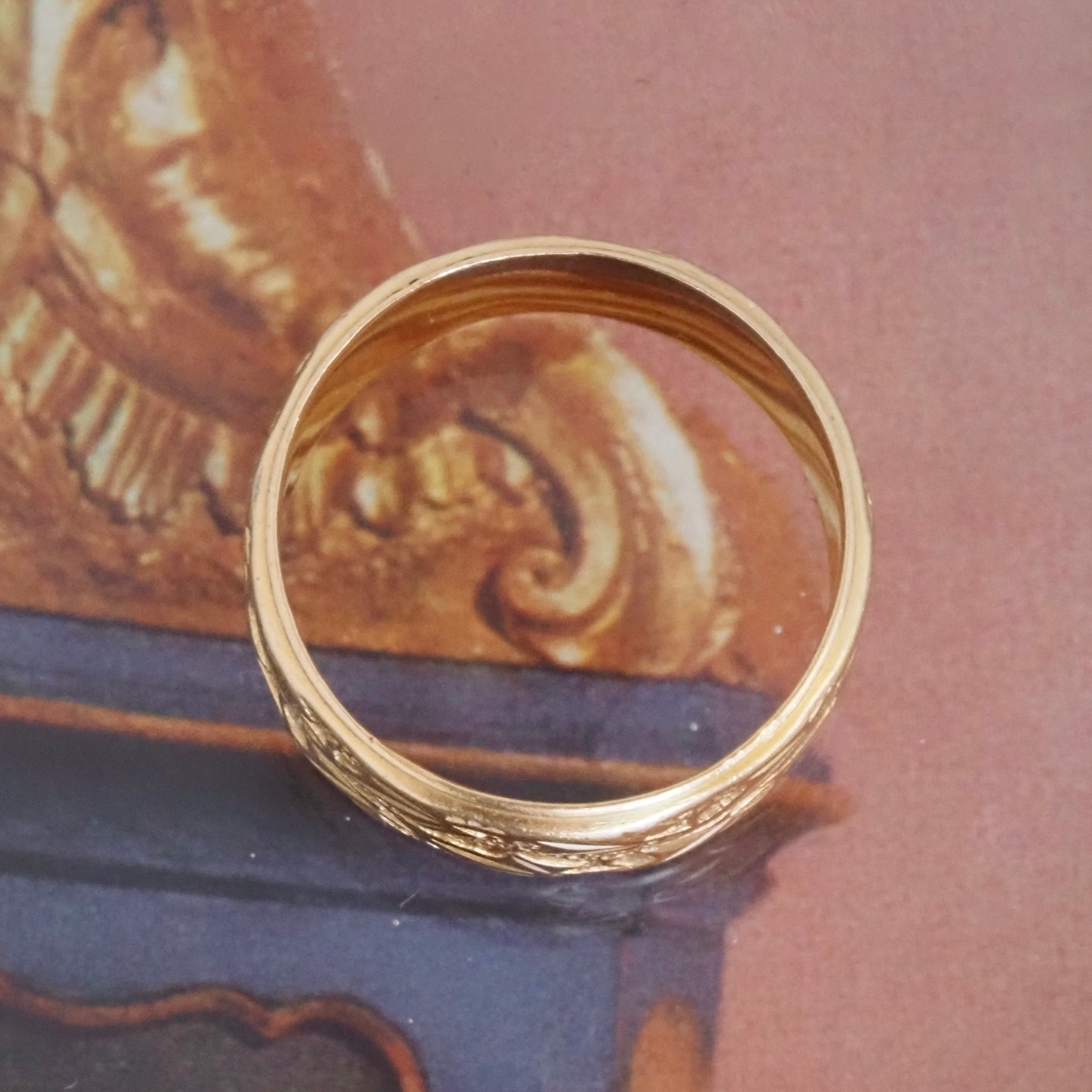 Antique French 18k Gold Ivy Band