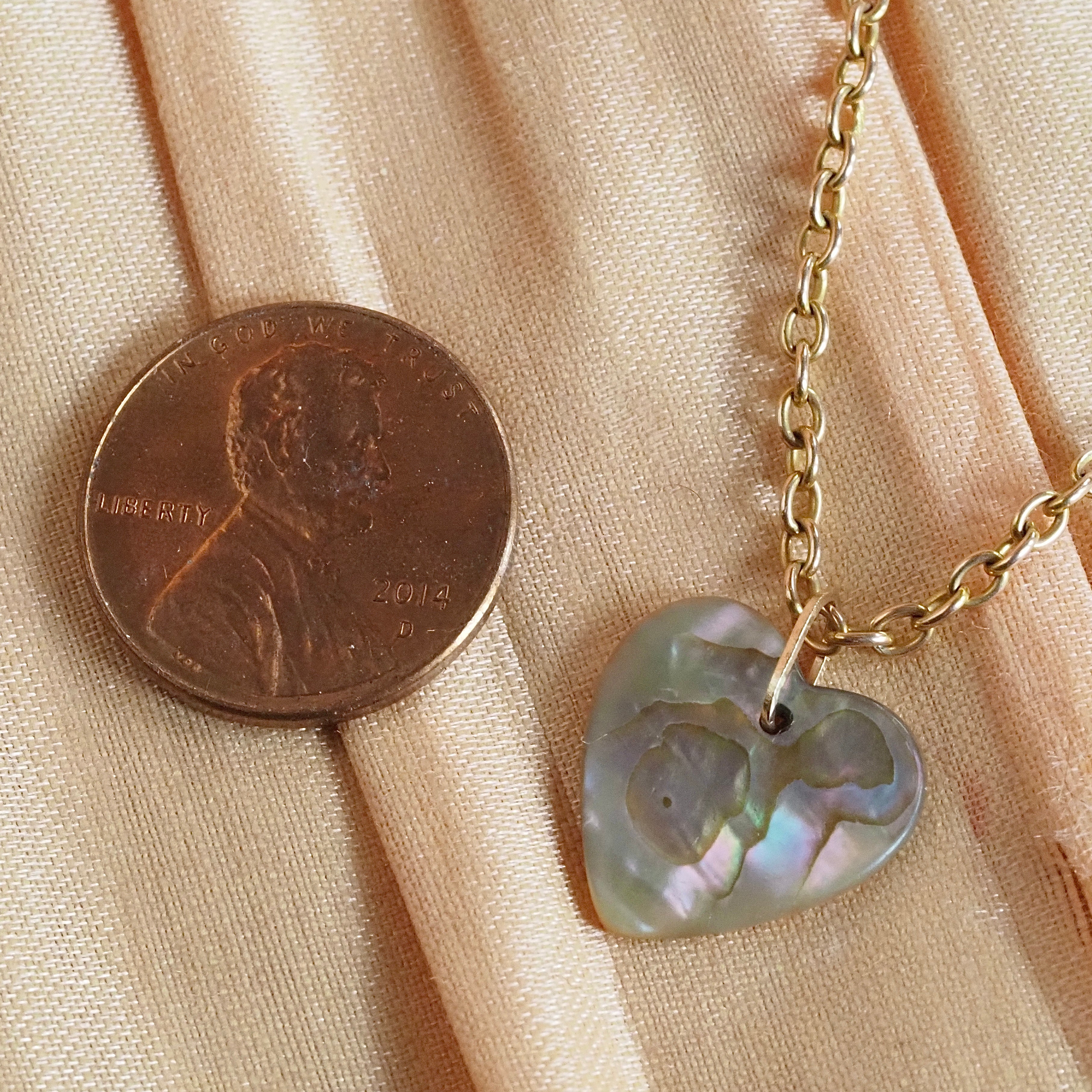 Mother Of Pearl Heart 14k Gold Pendant