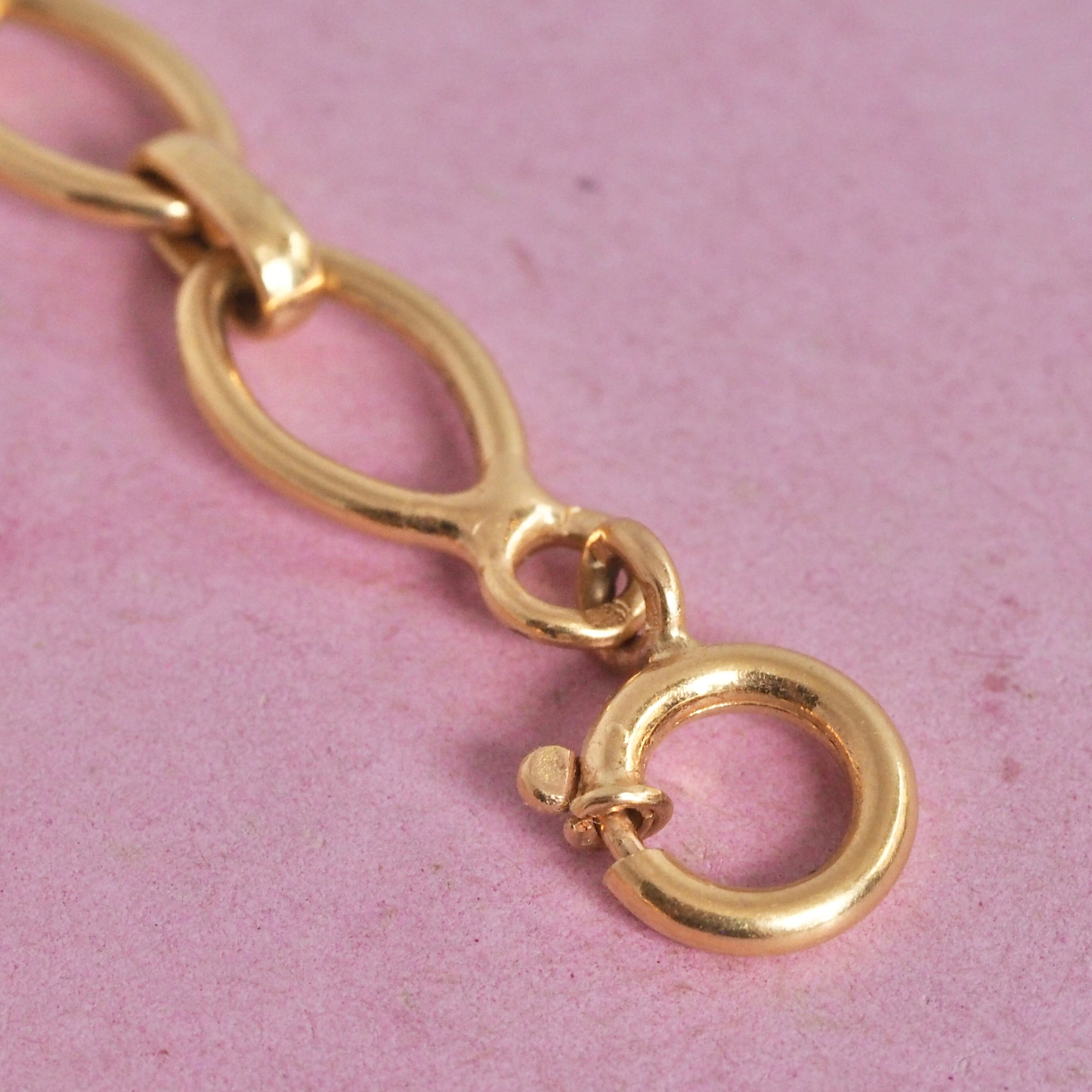 Vintage Portuguese 19k Gold Oval Link Chain Bracelet