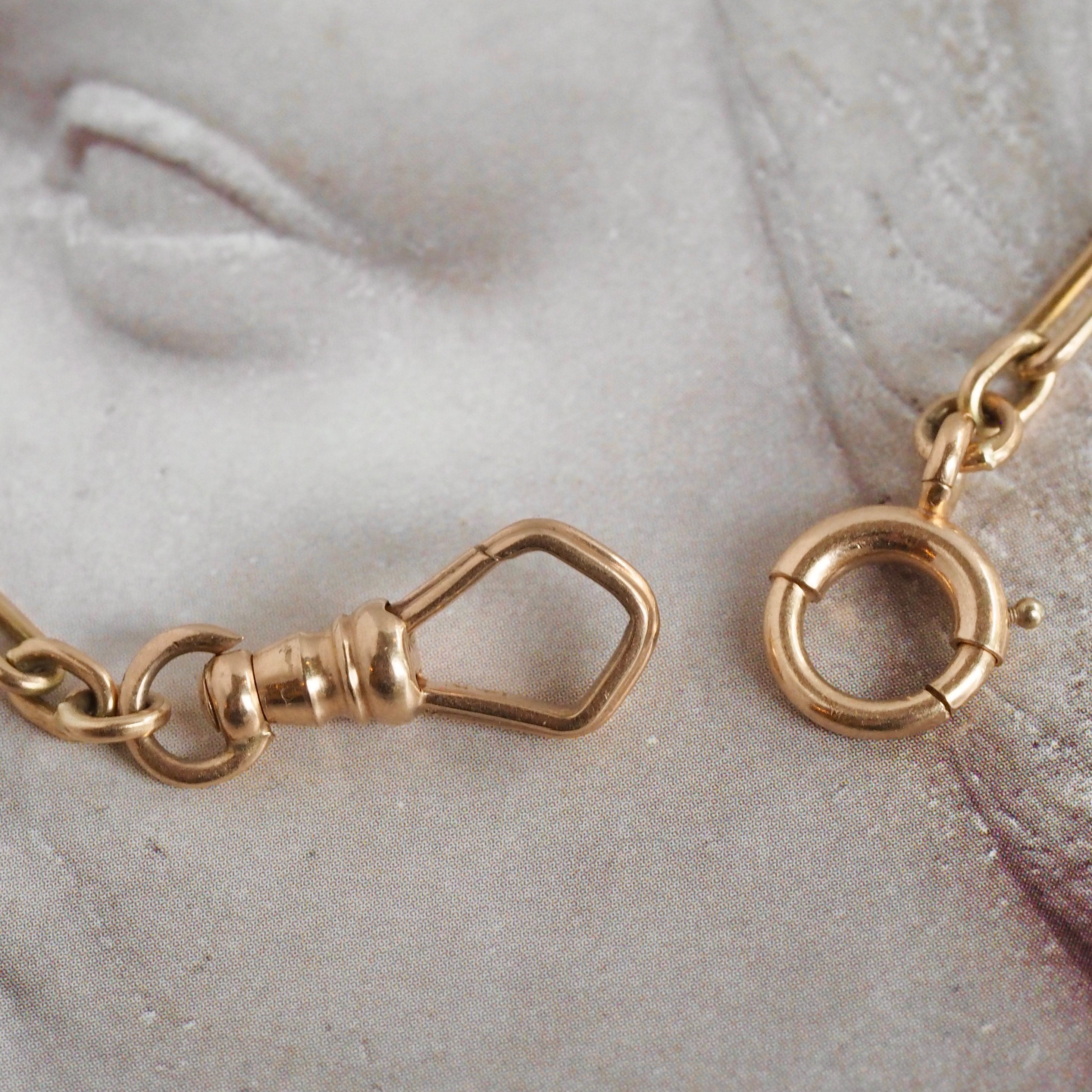 Antique 14k Gold Solid Watchchain Trombone Link Double Wrap Bracelet