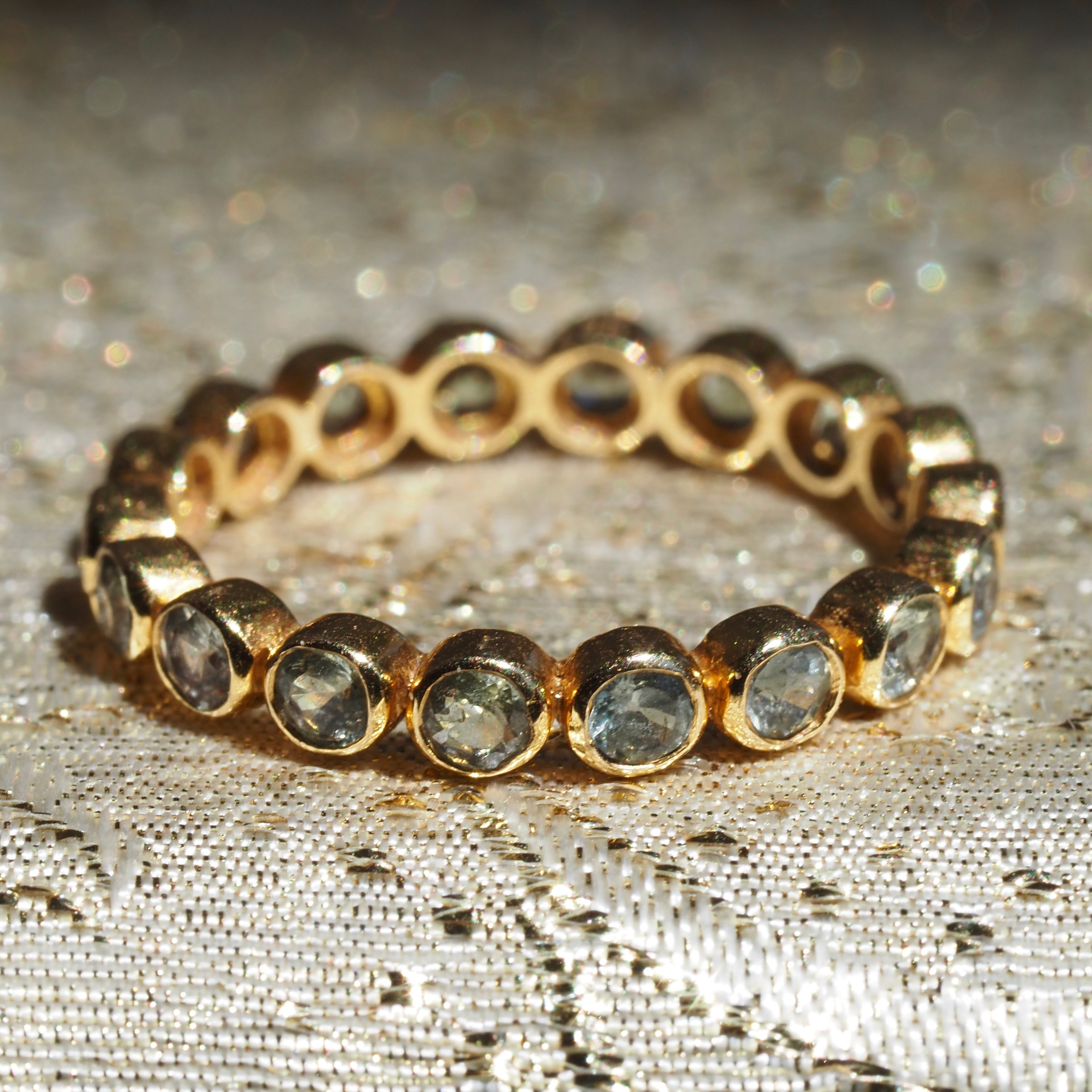 Green Sapphire 18k Gold Eternity Ring