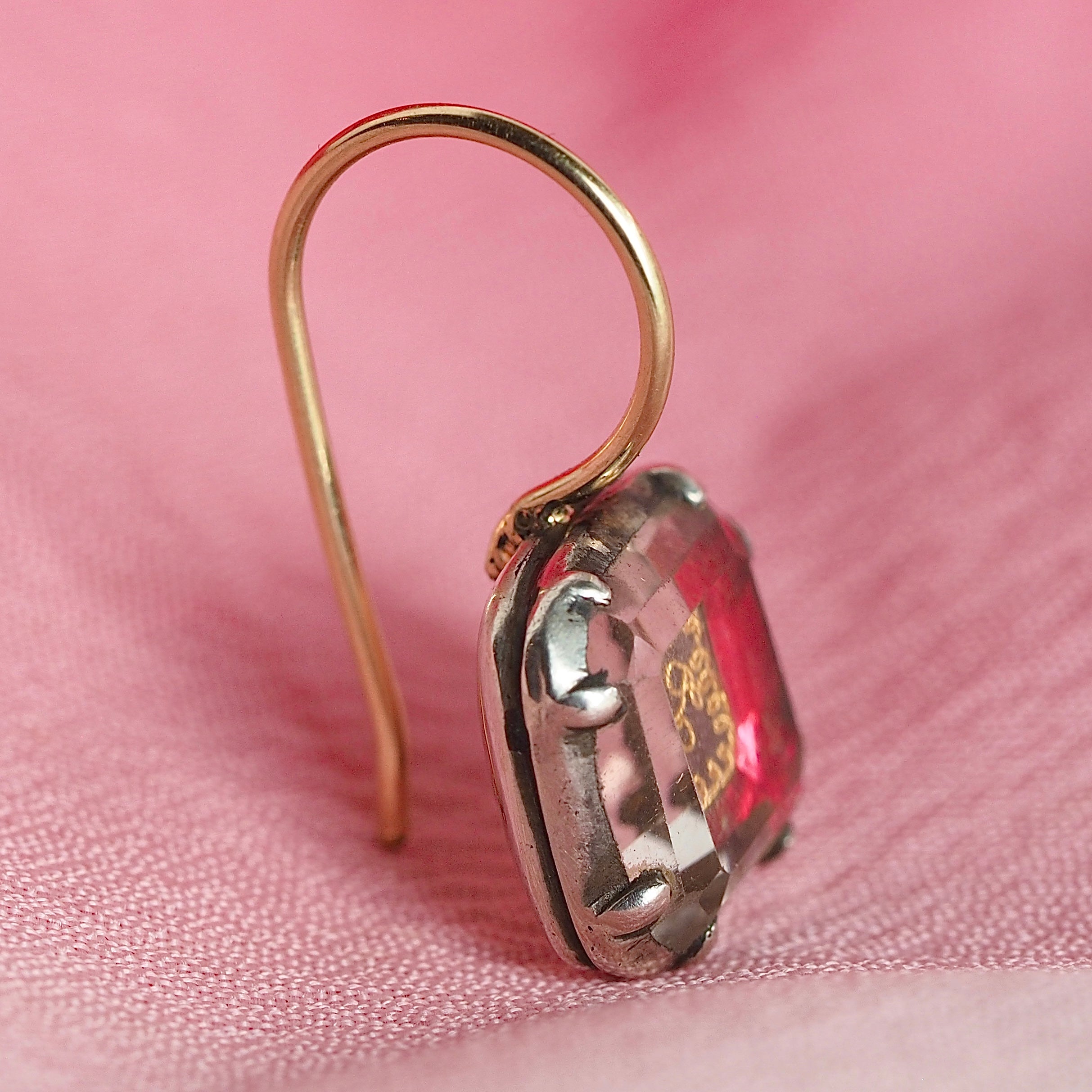 Antique Georgian Stuart Crystal Earrings with 14k Gold Wires