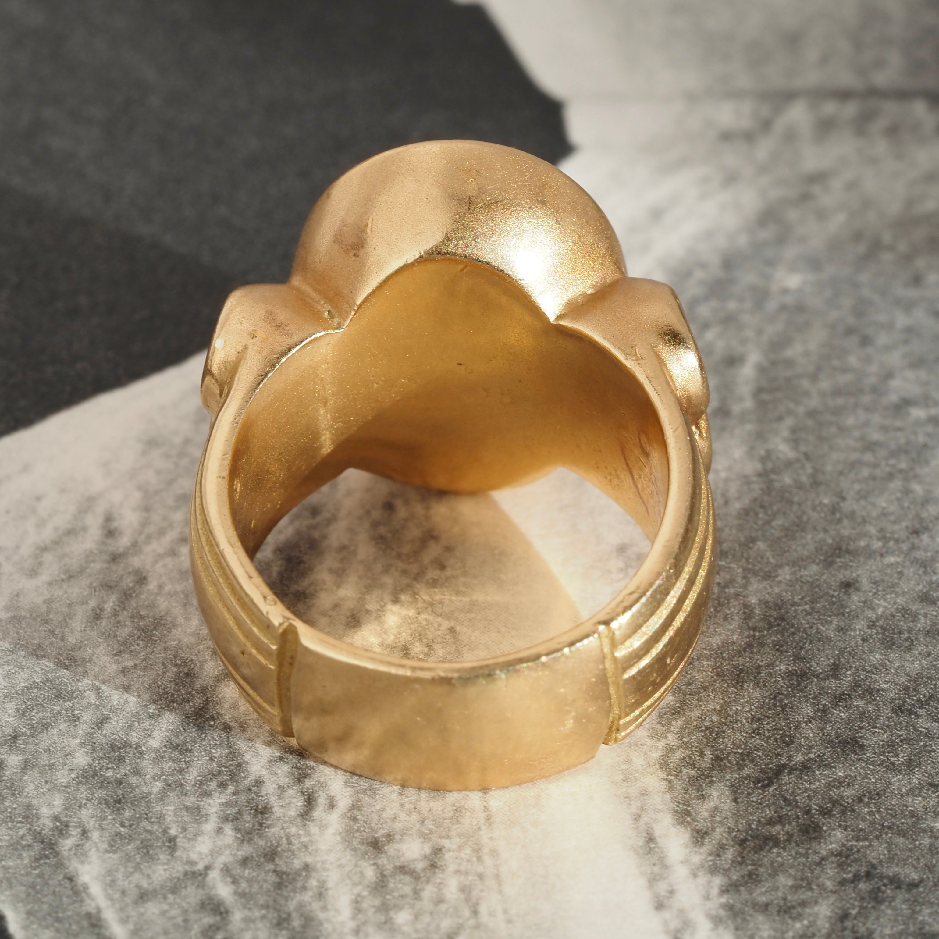 Vintage Classical Style Figurative Intaglio Green Tourmaline 18k Gold Signet Ring