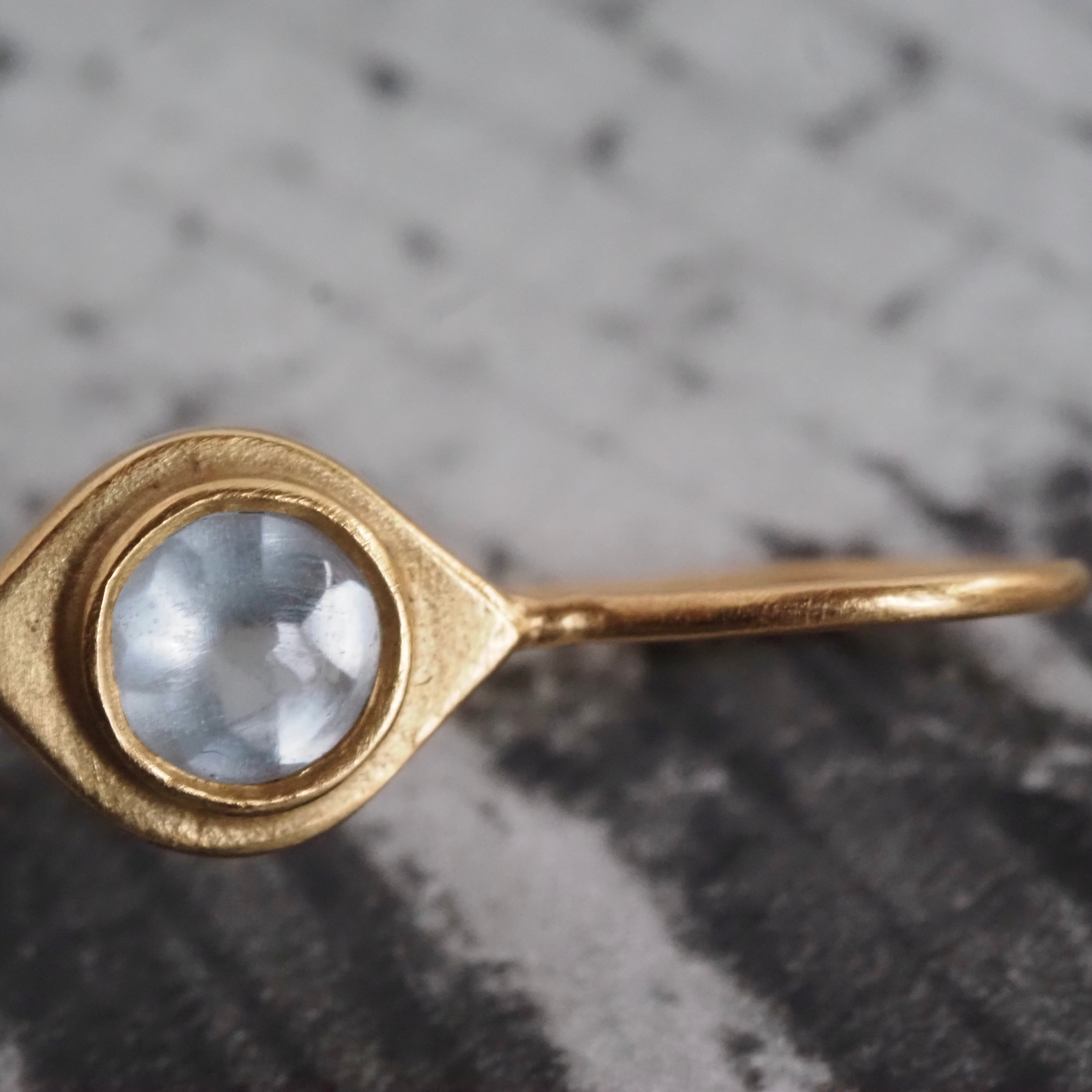 Buff Cut Aquamarine 18k Gold Drop Earrings