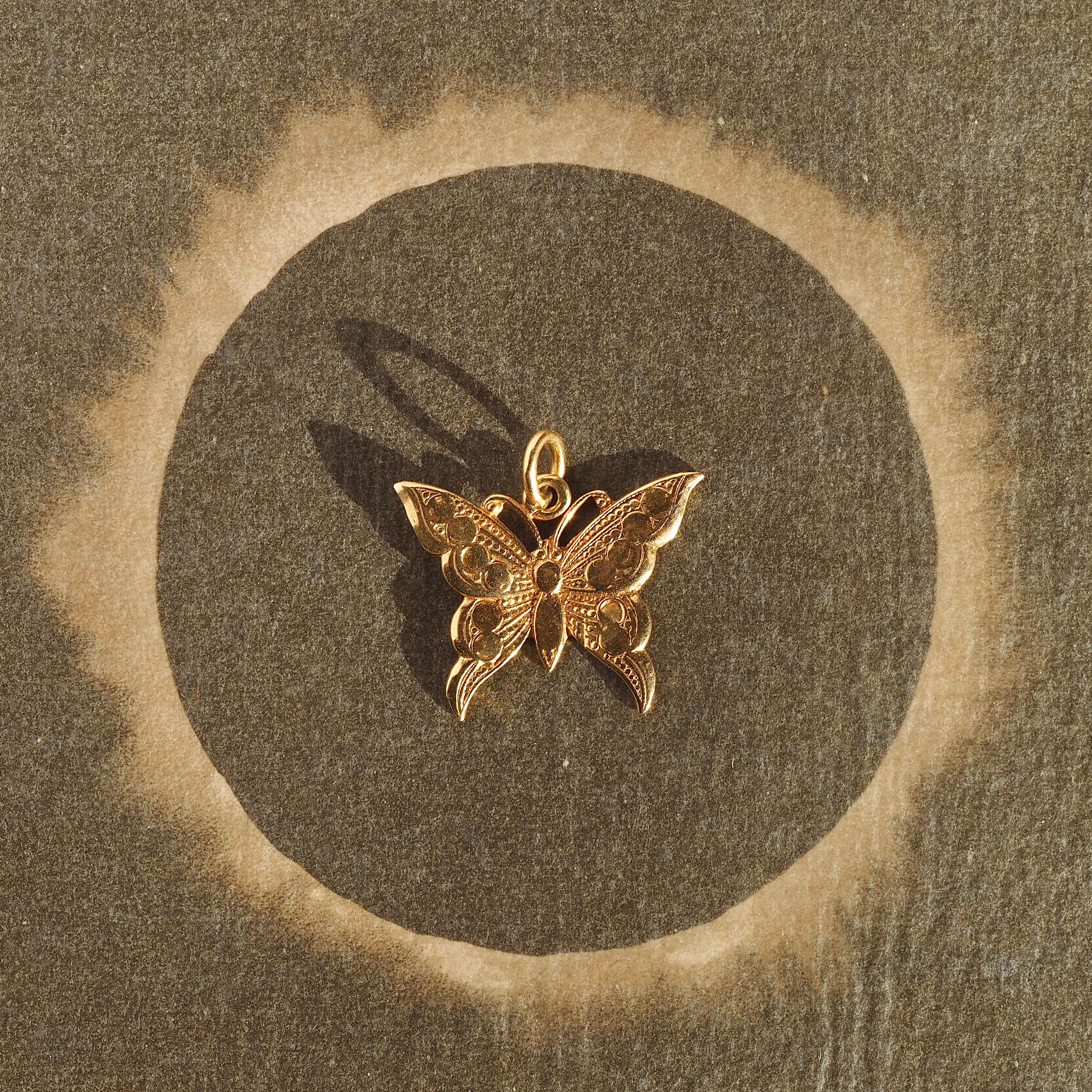Antique 18k Gold Butterfly Pendant