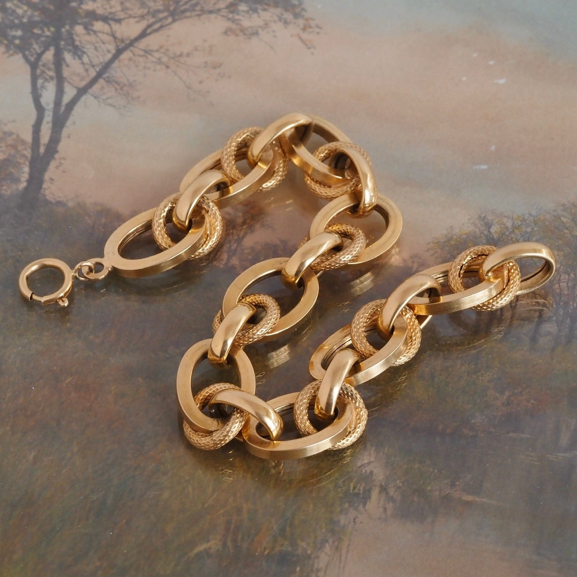 Vintage Italian 18k Gold Chunky Offset Link Bracelet