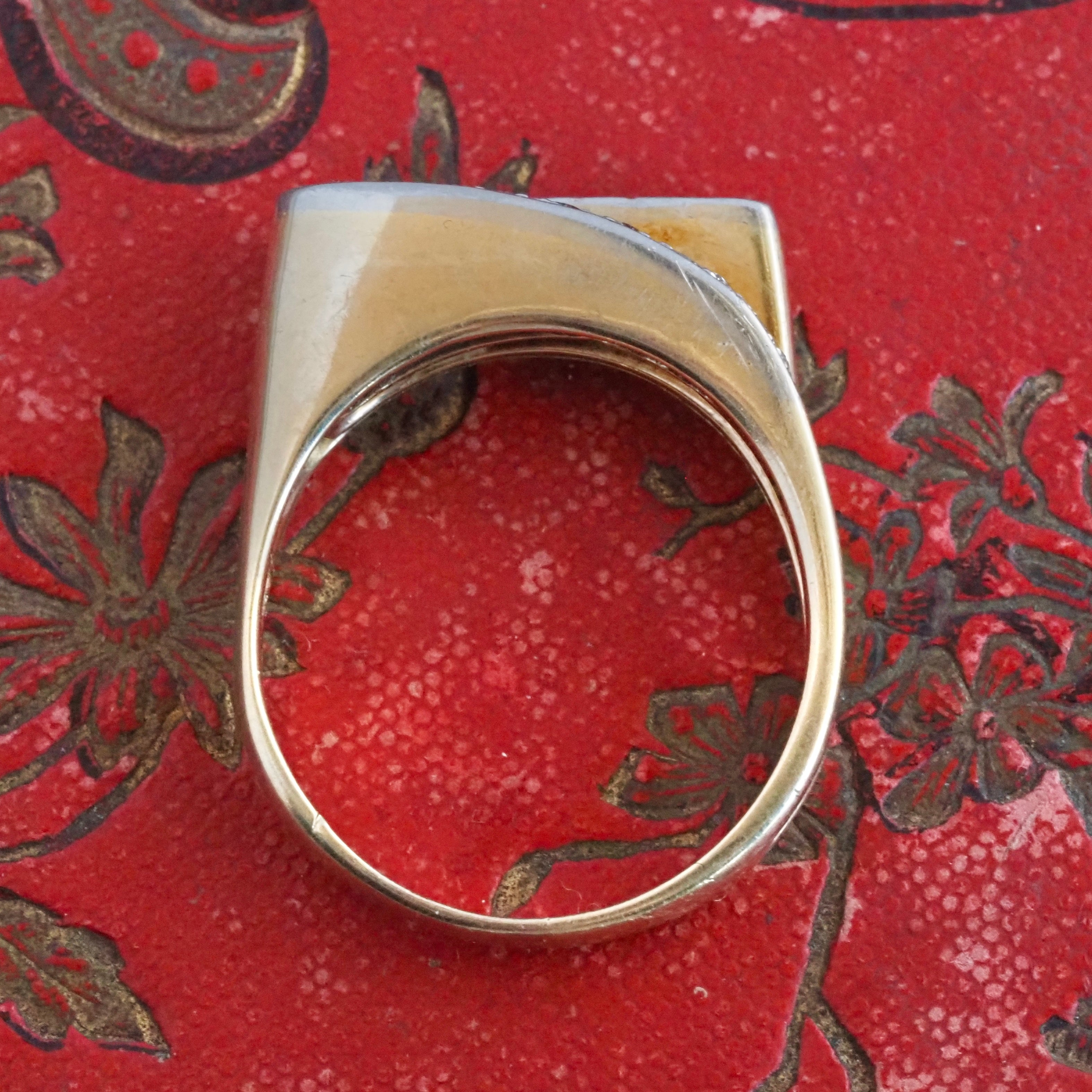 Vintage Modernist 14k Gold and Diamond Wave Ring