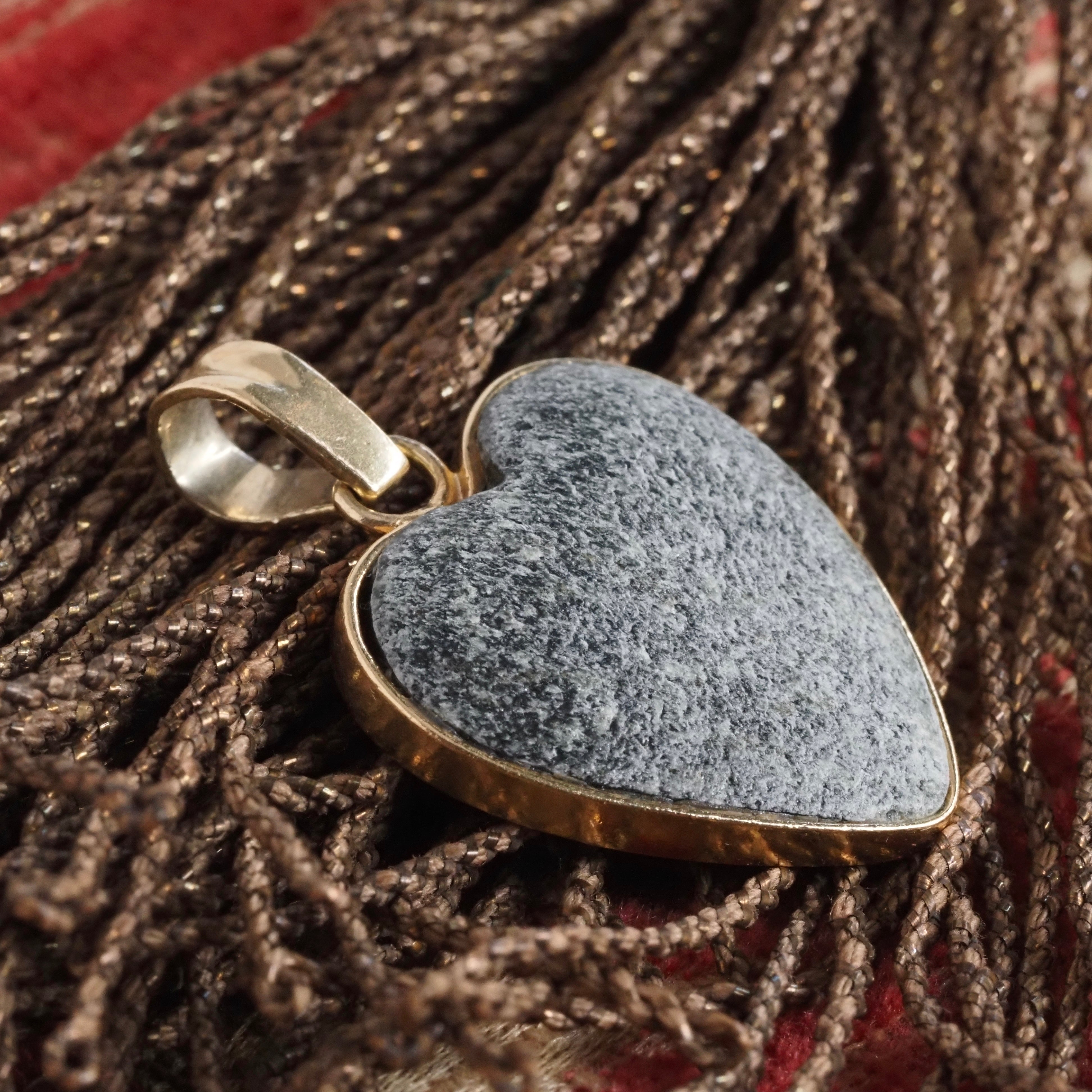 Stone Heart 18k Gold Pendant