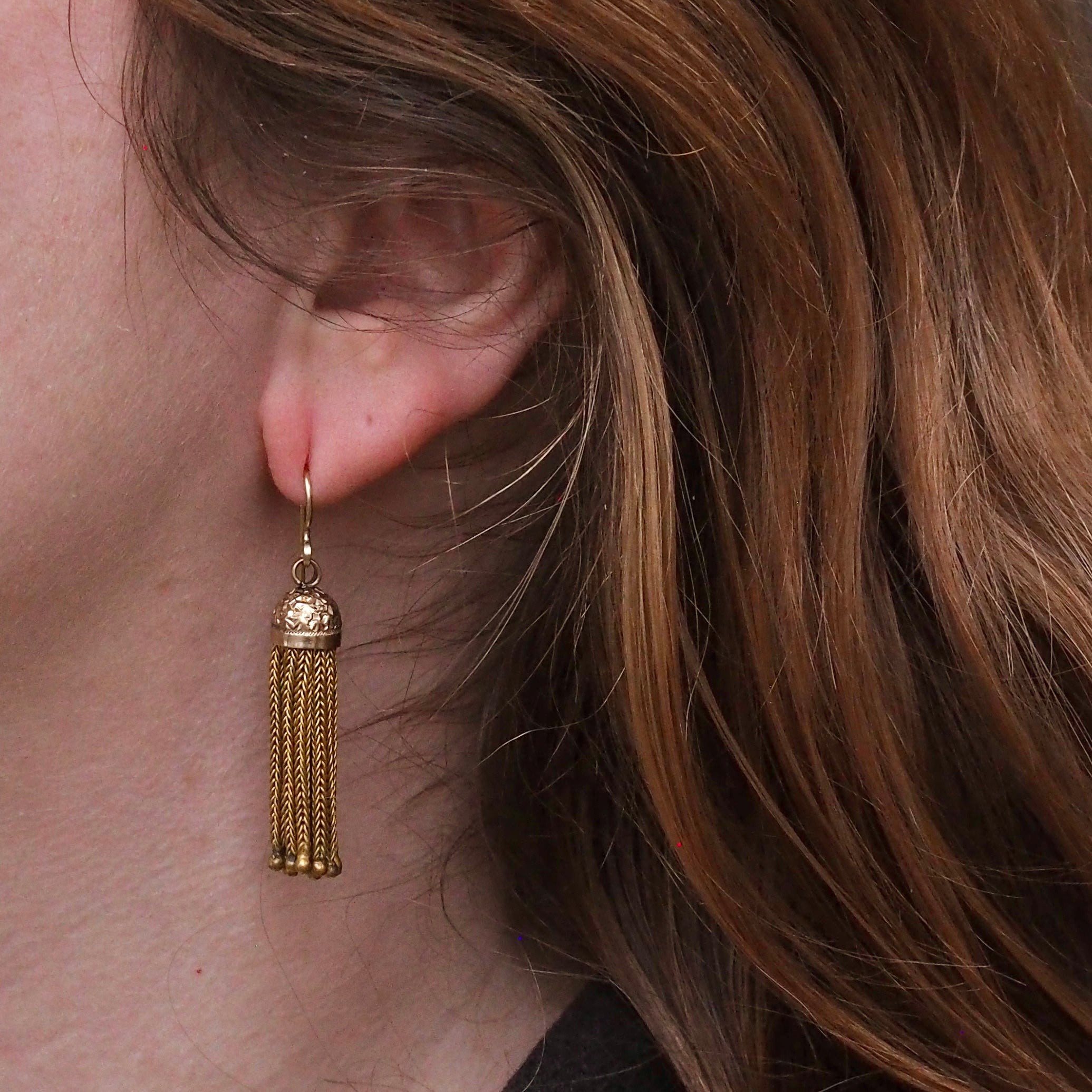 Antique Victorian Gold Filled Tassel Earrings