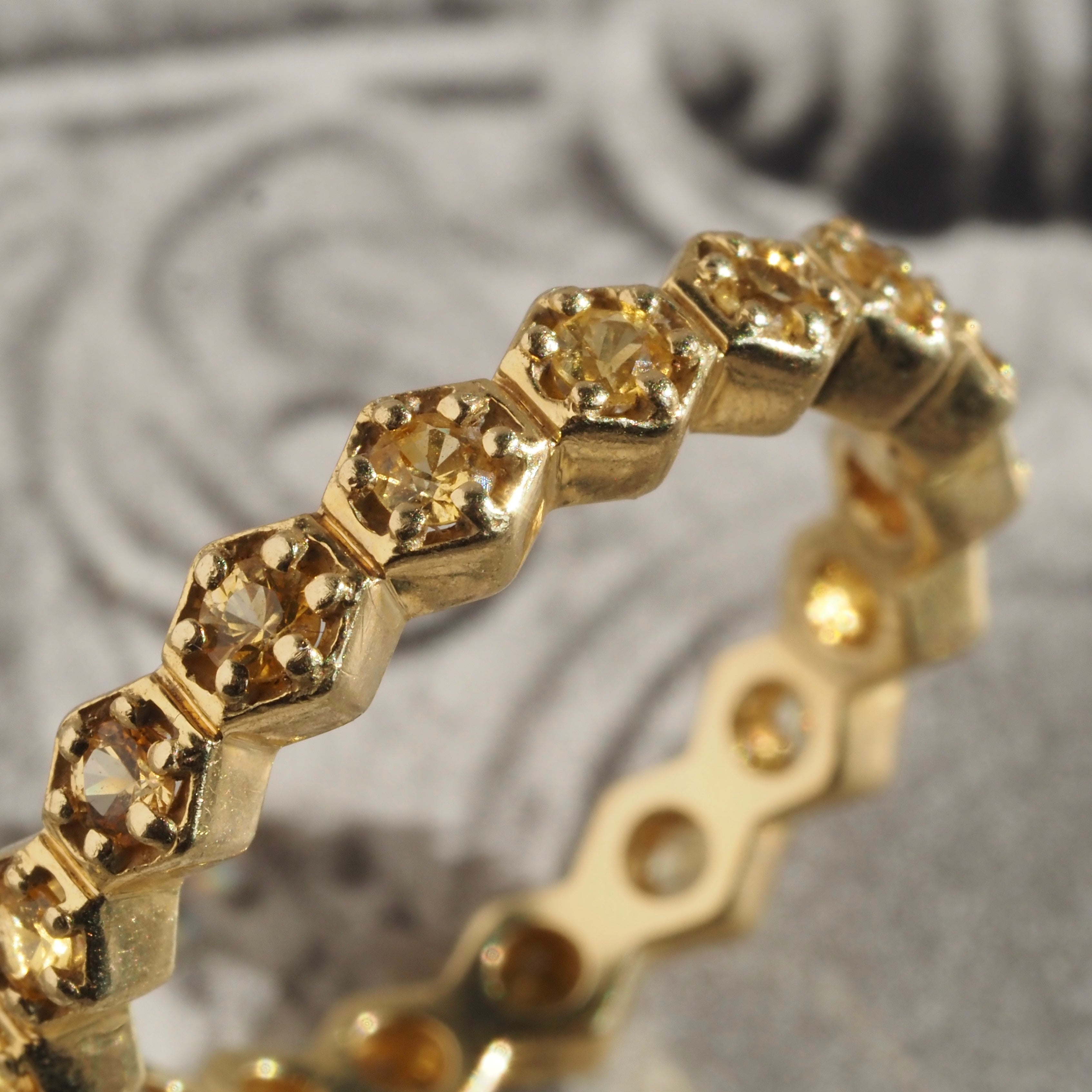 18k Gold Yellow Sapphire Hexagonal Eternity Ring