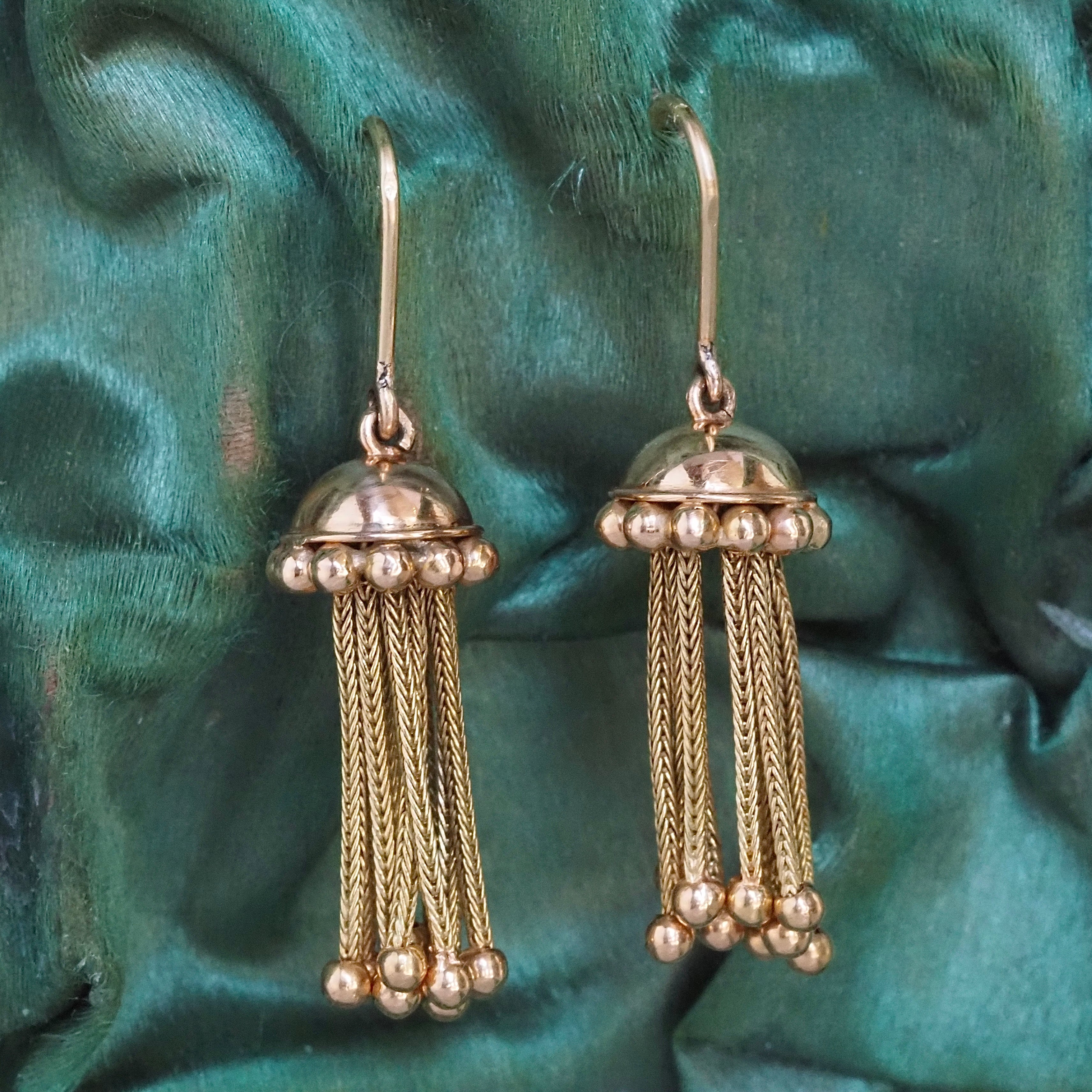 Vintage Victorian Style Tassel 18k Gold Earrings