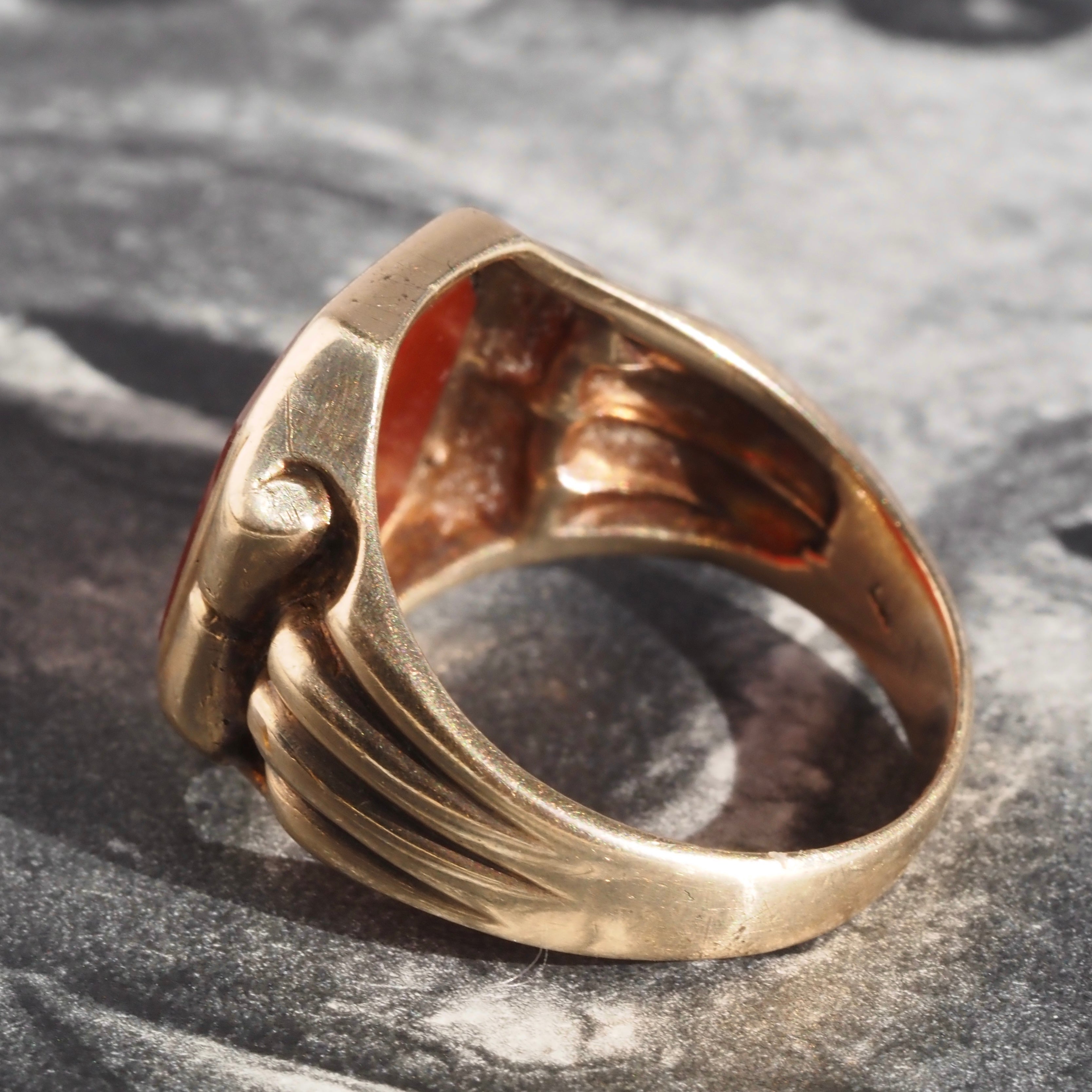 Antique Carnelian Intaglio Goddess 9k Gold Signet Ring