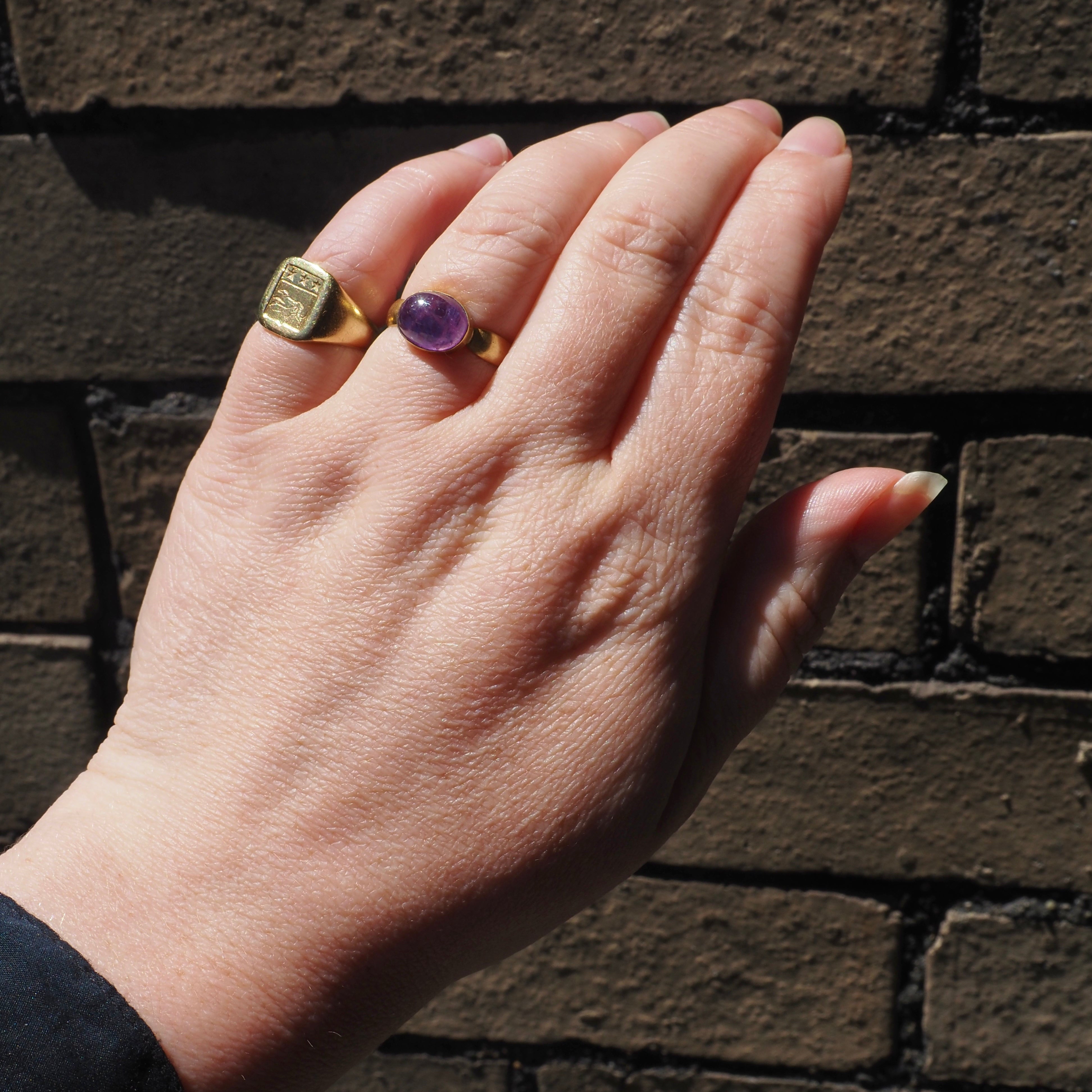 Vintage French 18K Gold Dog Signet Ring
