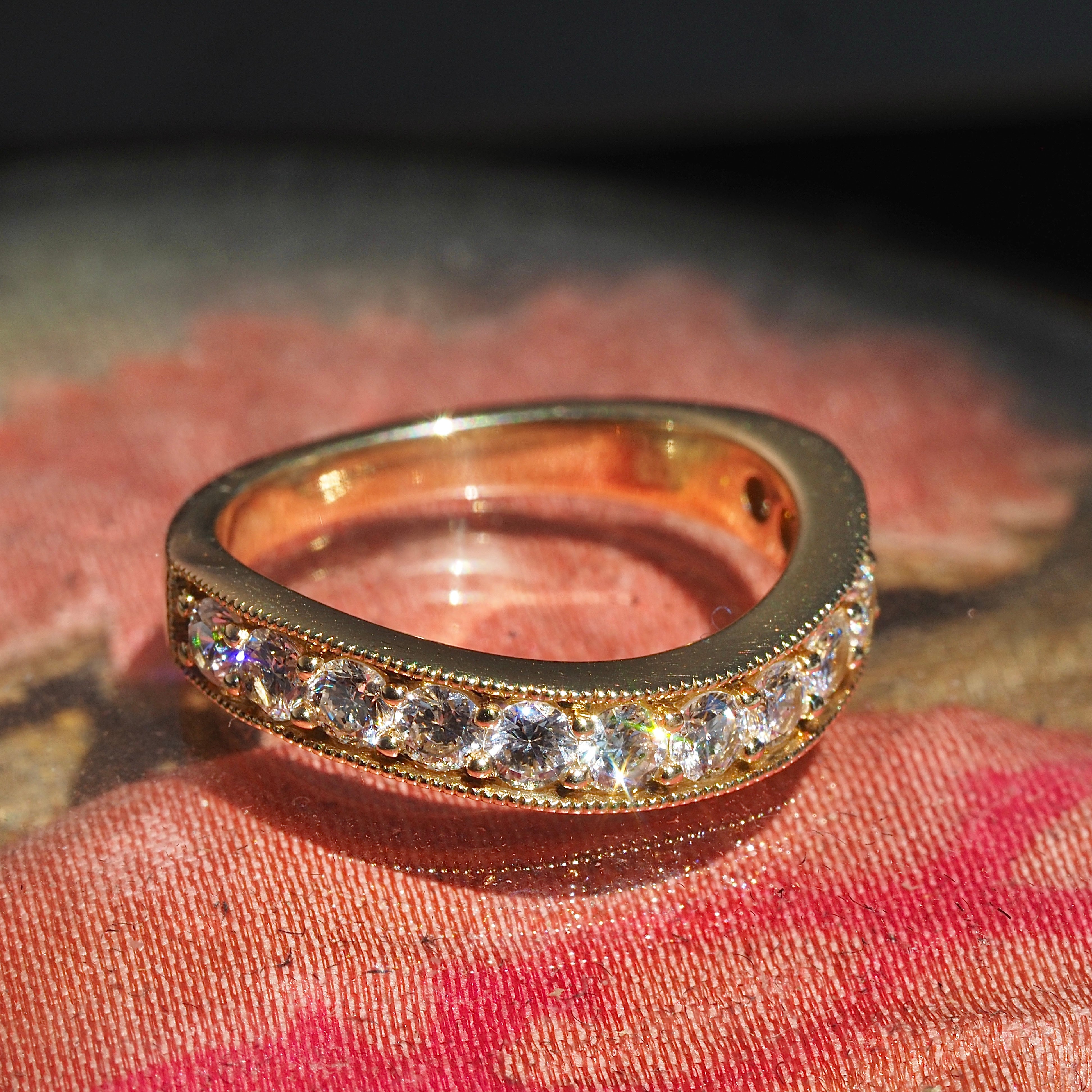 Wavy Diamond Half Eternity 14k Gold Band