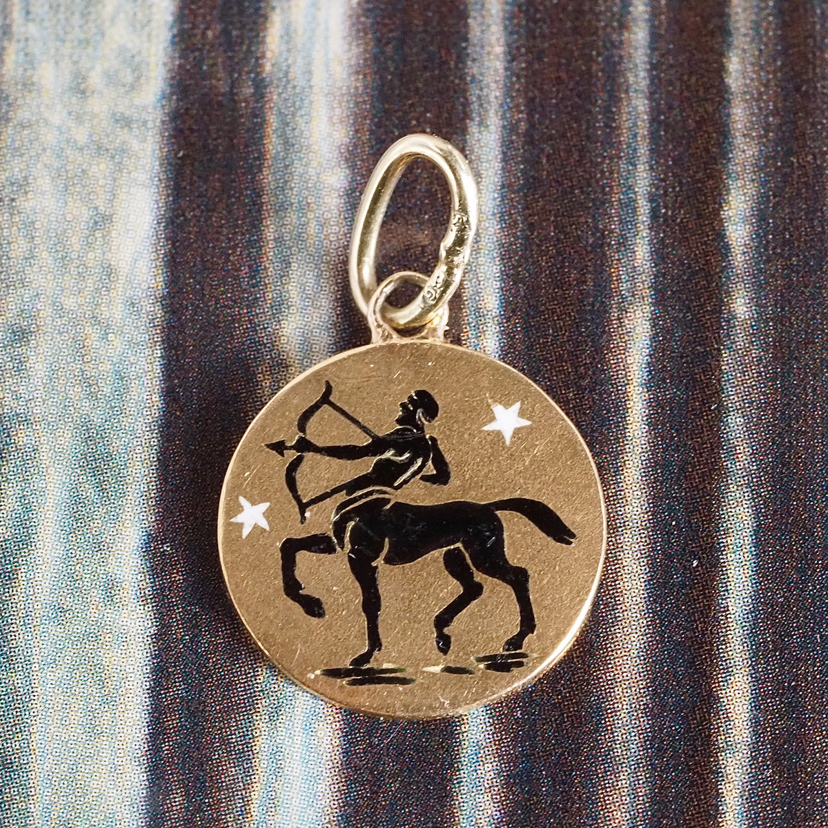 Vintage Italian Sagittarius Enamel and 18k Gold Charm