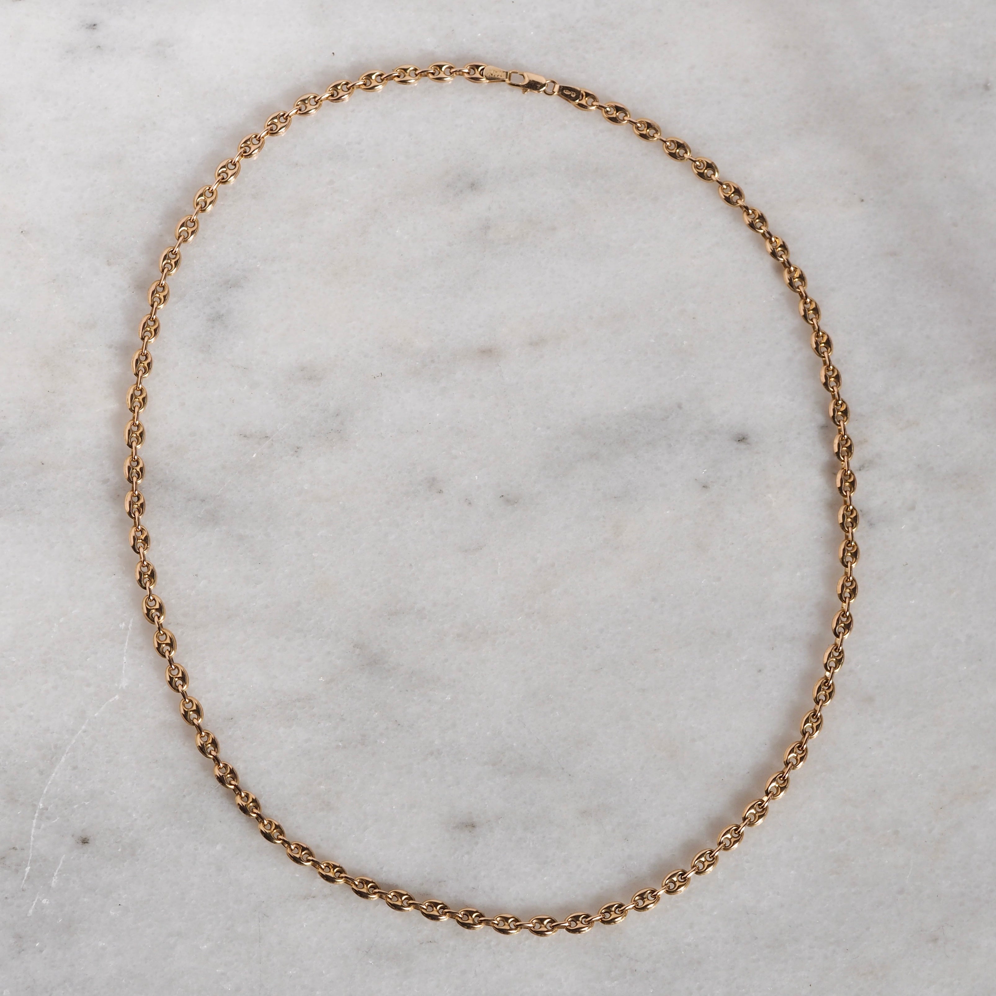 Vintage Italian 14k Gold Puffy Mariner Chain