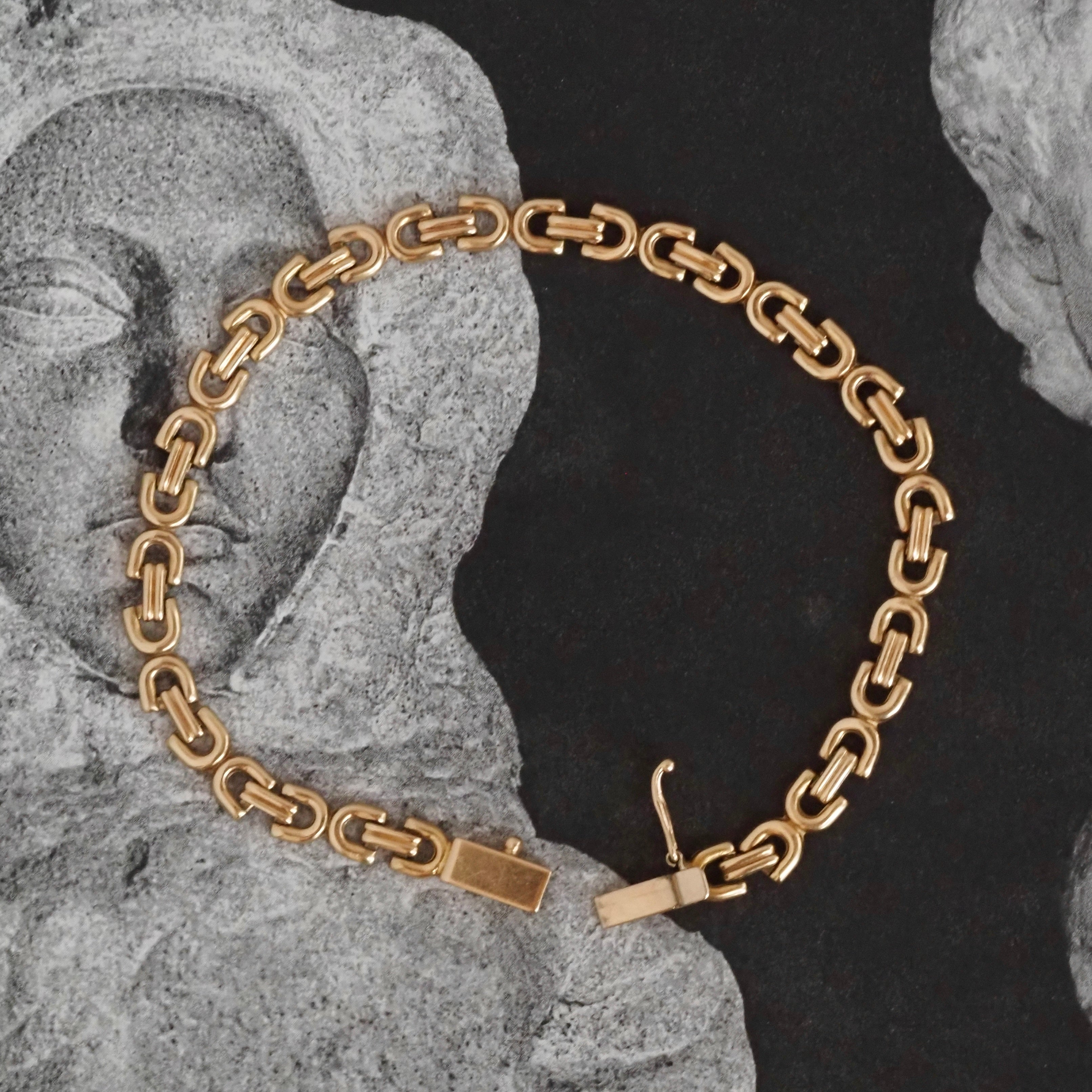 Vintage Italian Arc Link 14k Gold Bracelet