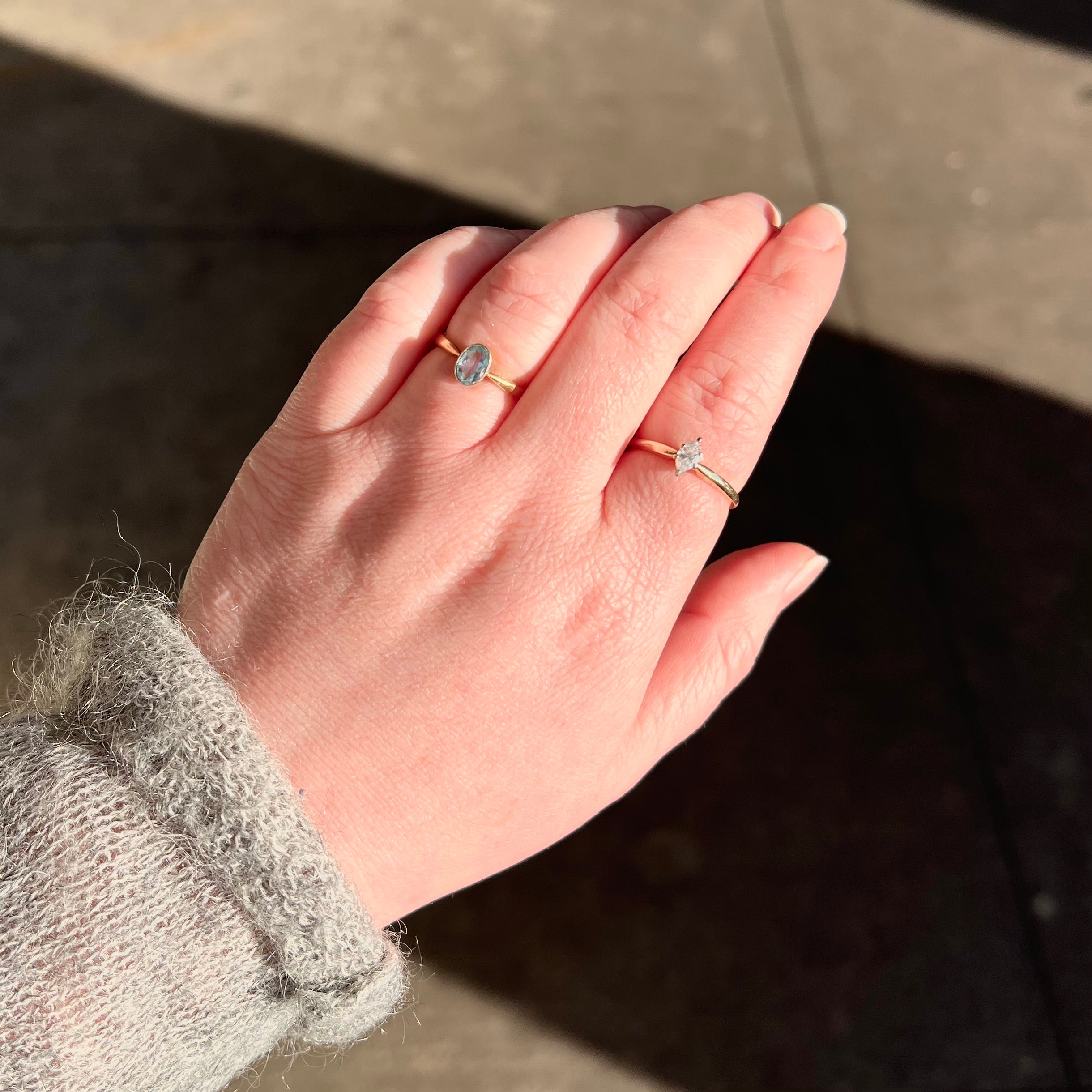 Vintage Marquise Diamond 14k Gold Engagement Ring