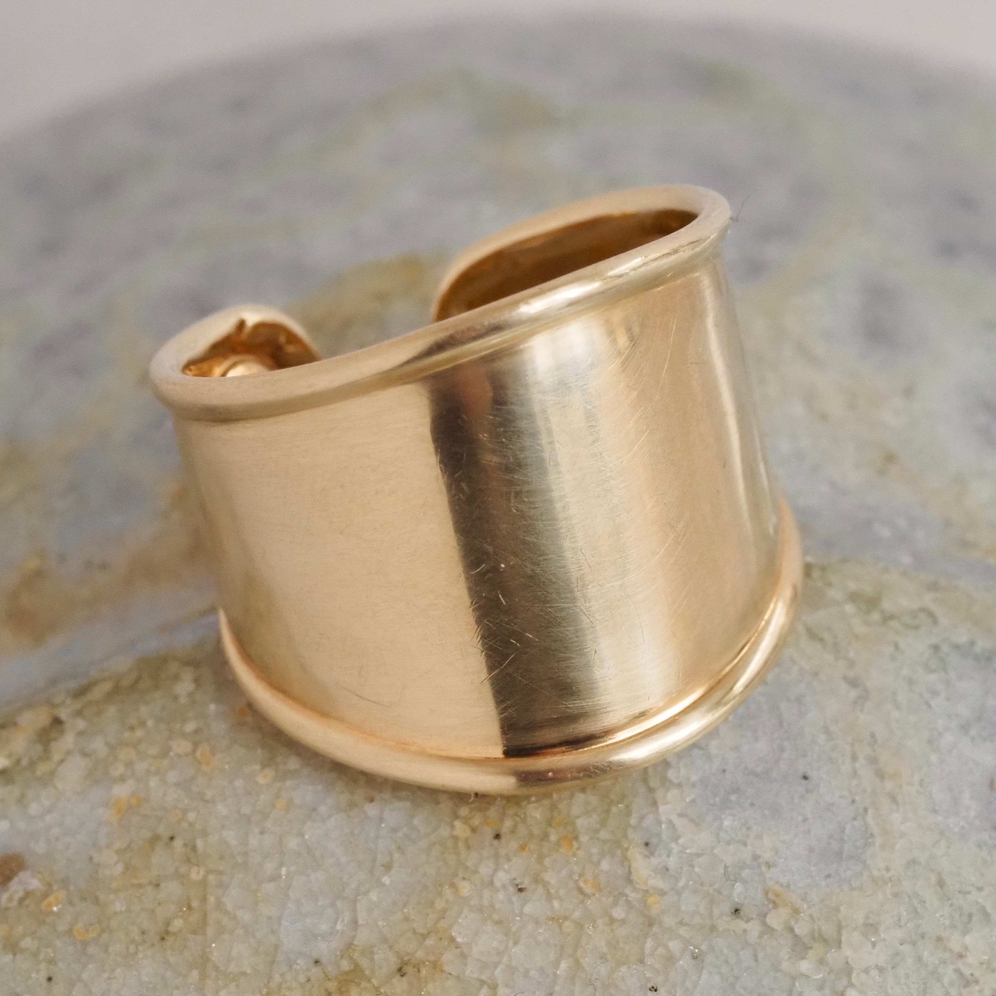 Vintage Italian Wide Tapered 14k Gold Band