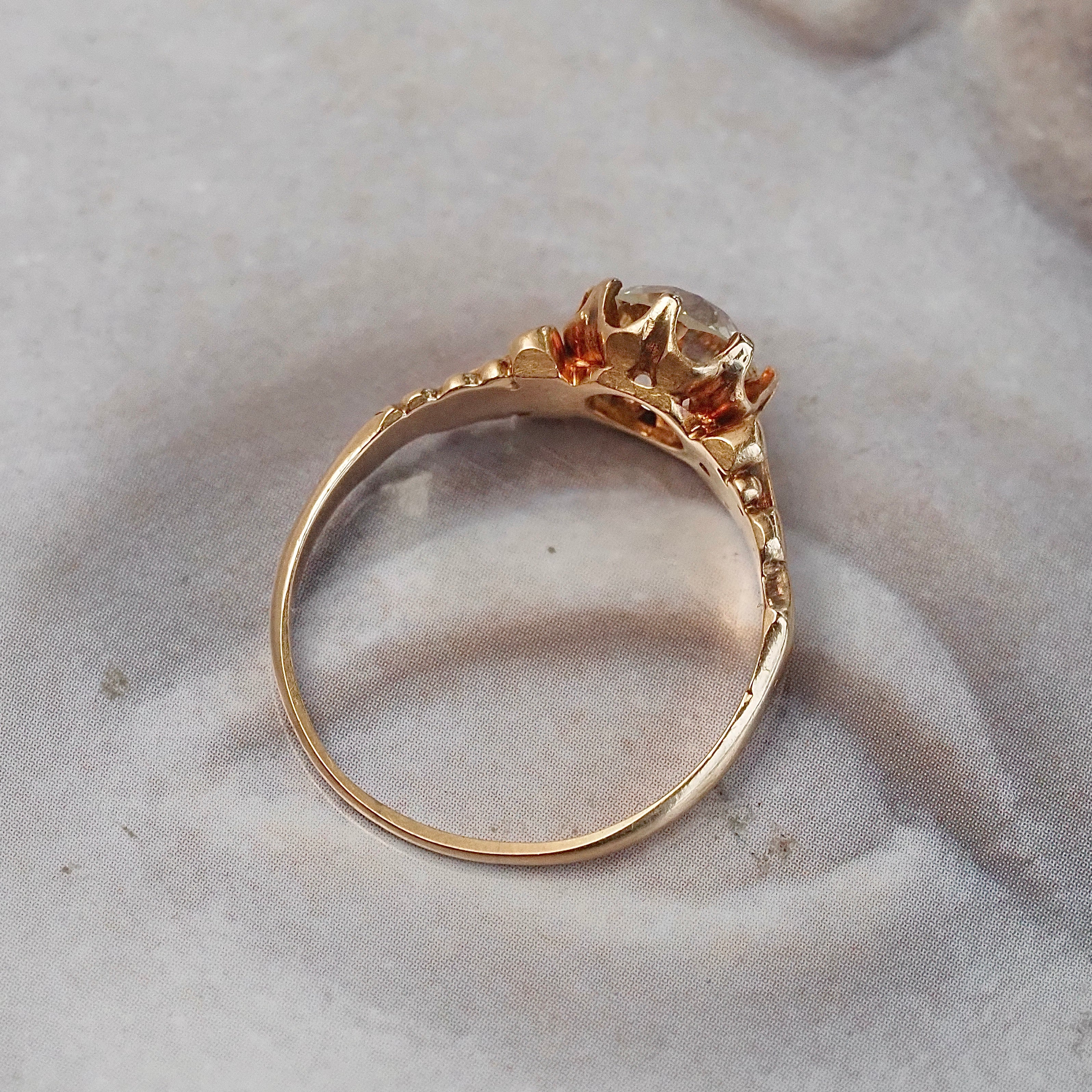 Antique Victorian 1.23ct Old European Cut Diamond 14k Gold Engagement Ring