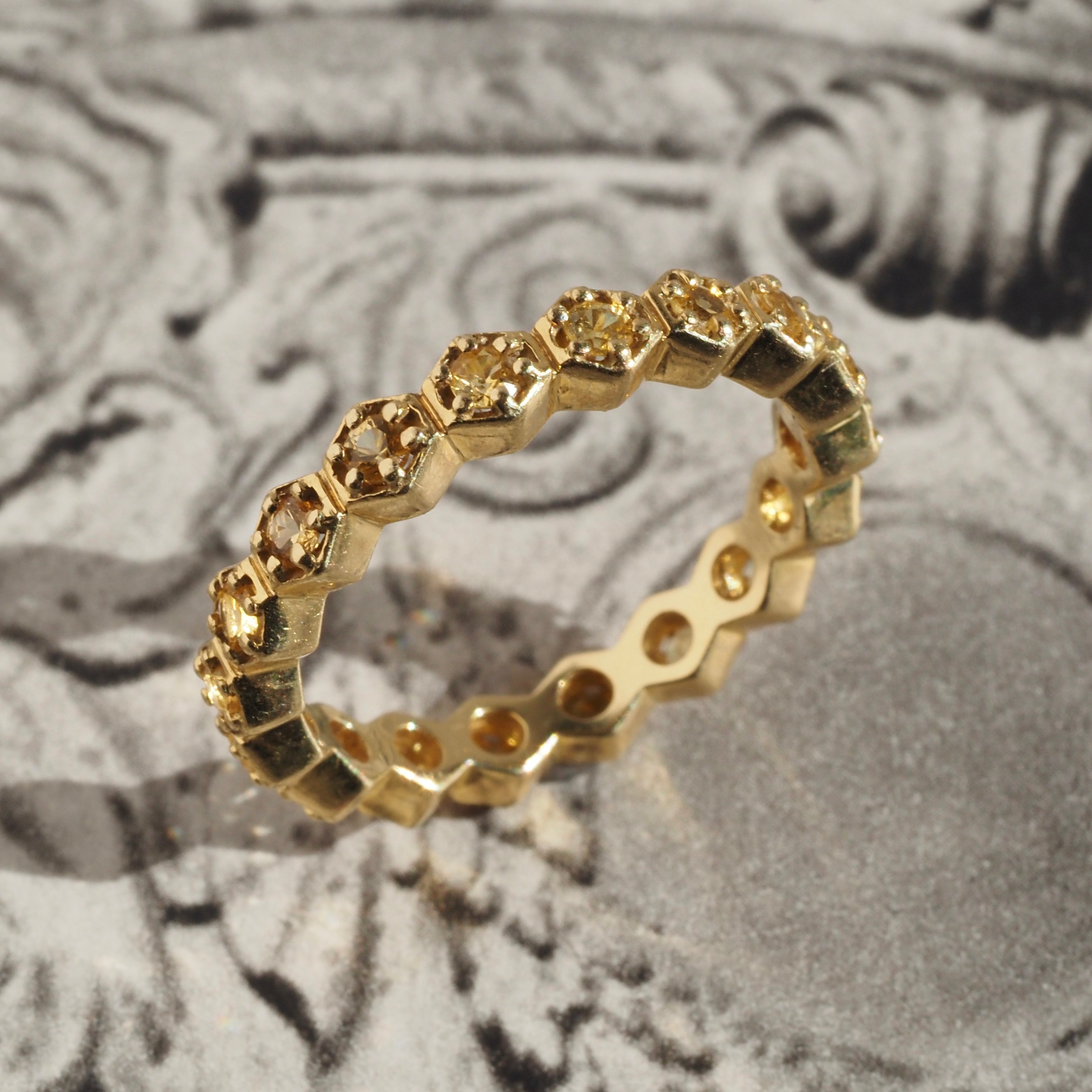 18k Gold Yellow Sapphire Hexagonal Eternity Ring