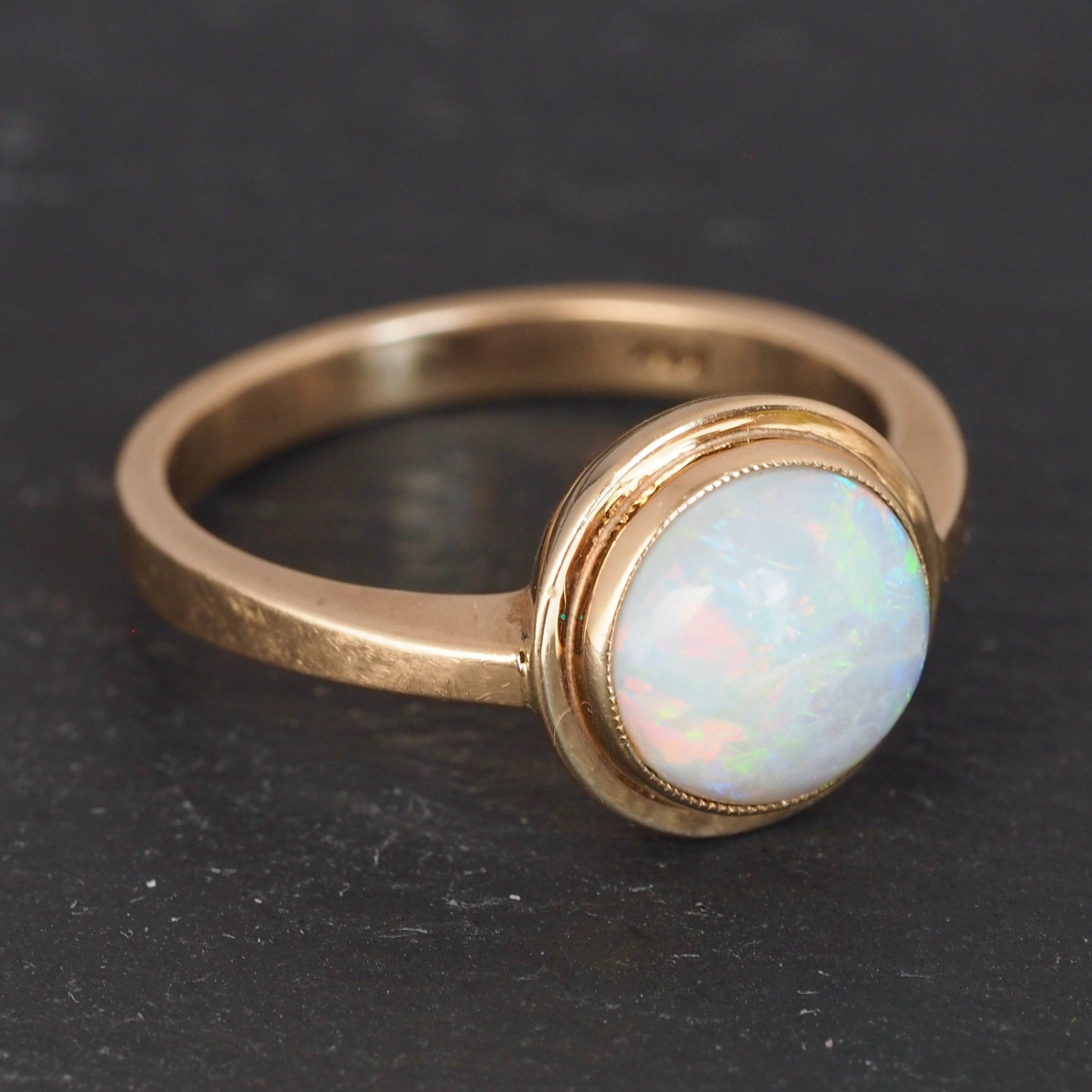 Mid Century Modern 14k Gold Opal Ring
