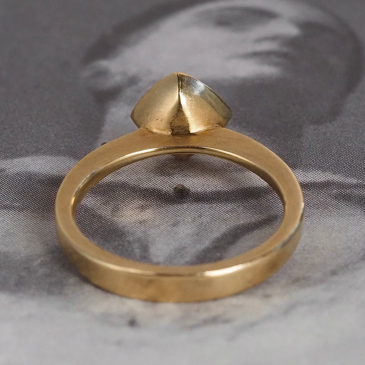Light Brown Peruzzi Cut Diamond 18k Gold Engagement Ring