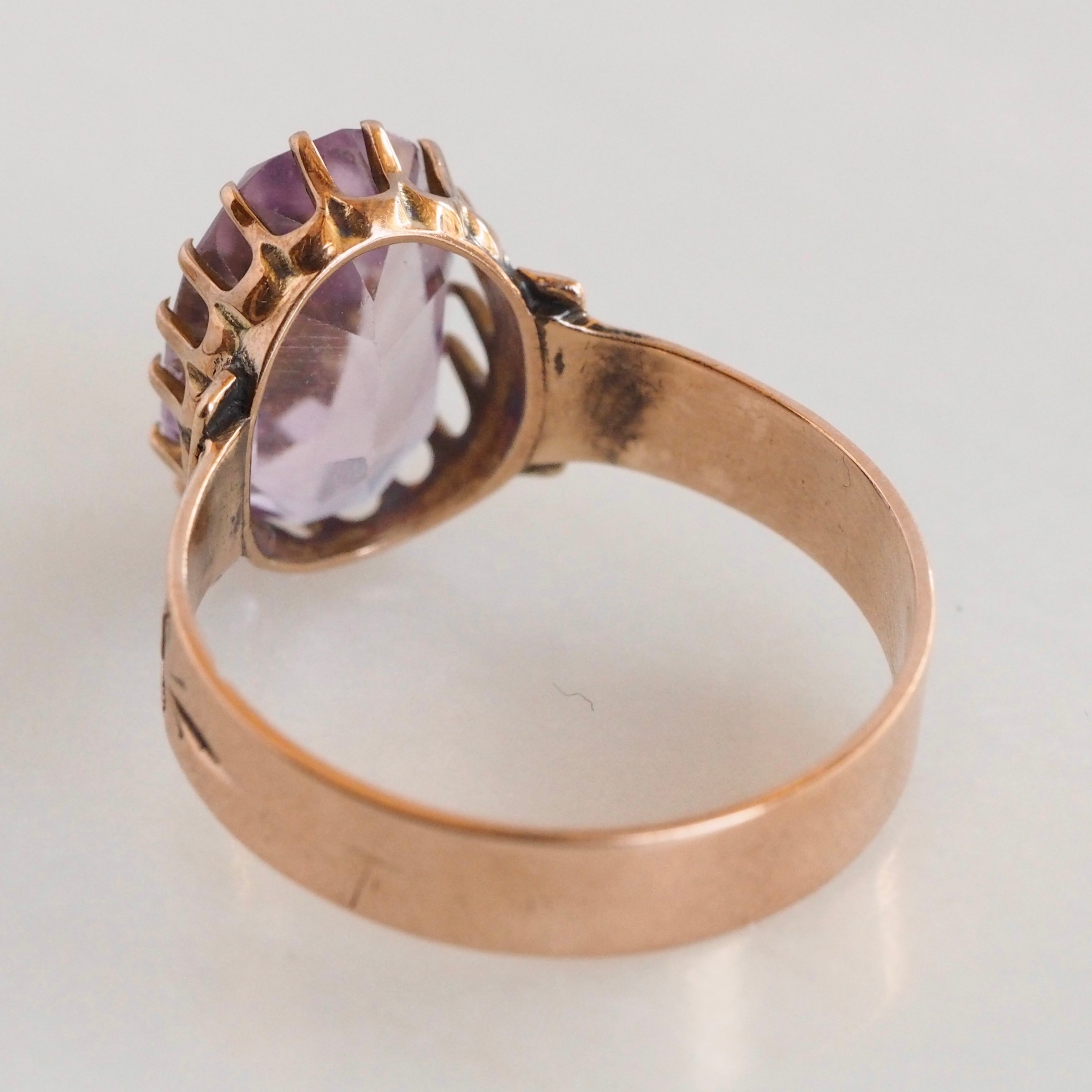 Victorian 10k Gold Rose De France Amethyst Ring