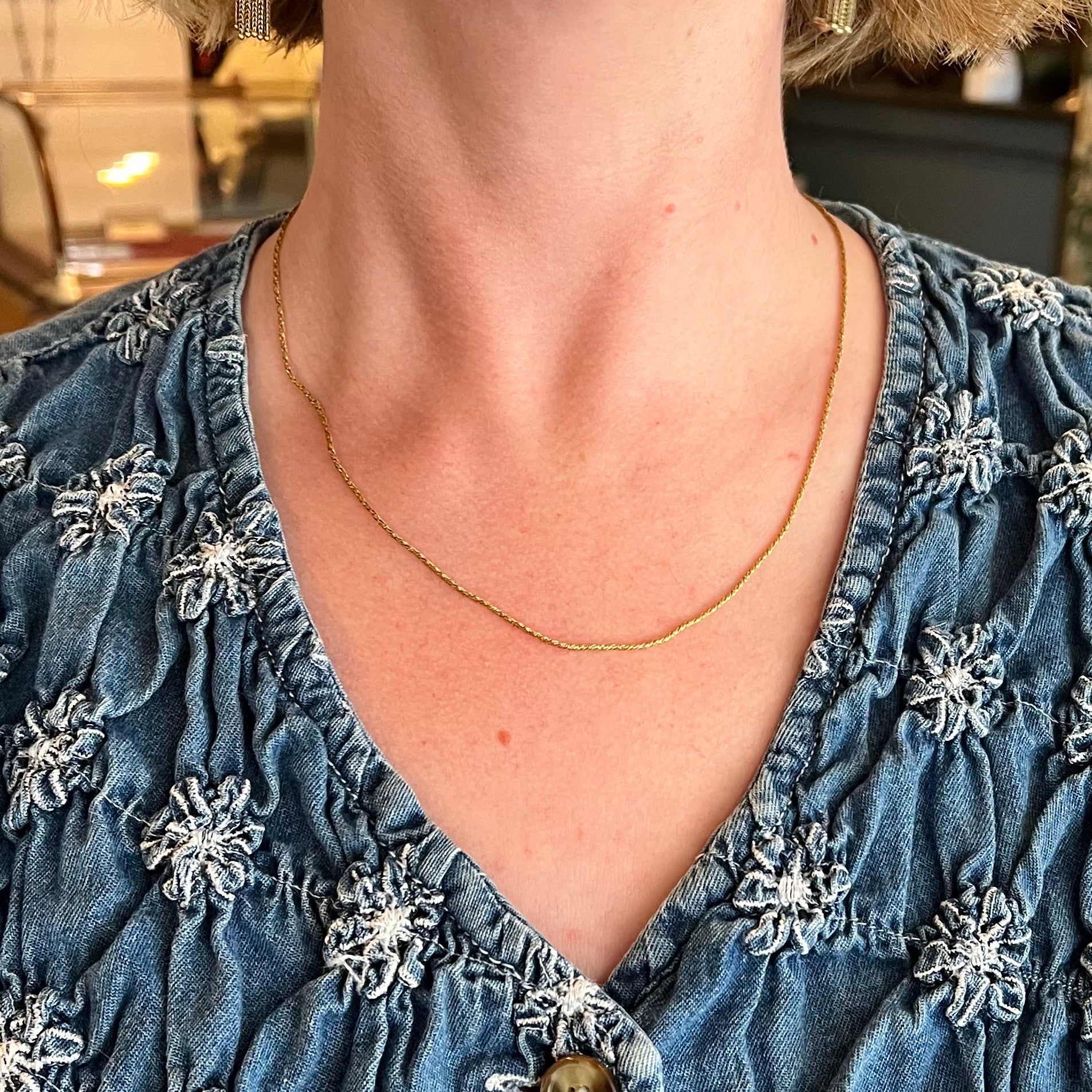 Vintage Portuguese 19k Gold Woven Chain Necklace