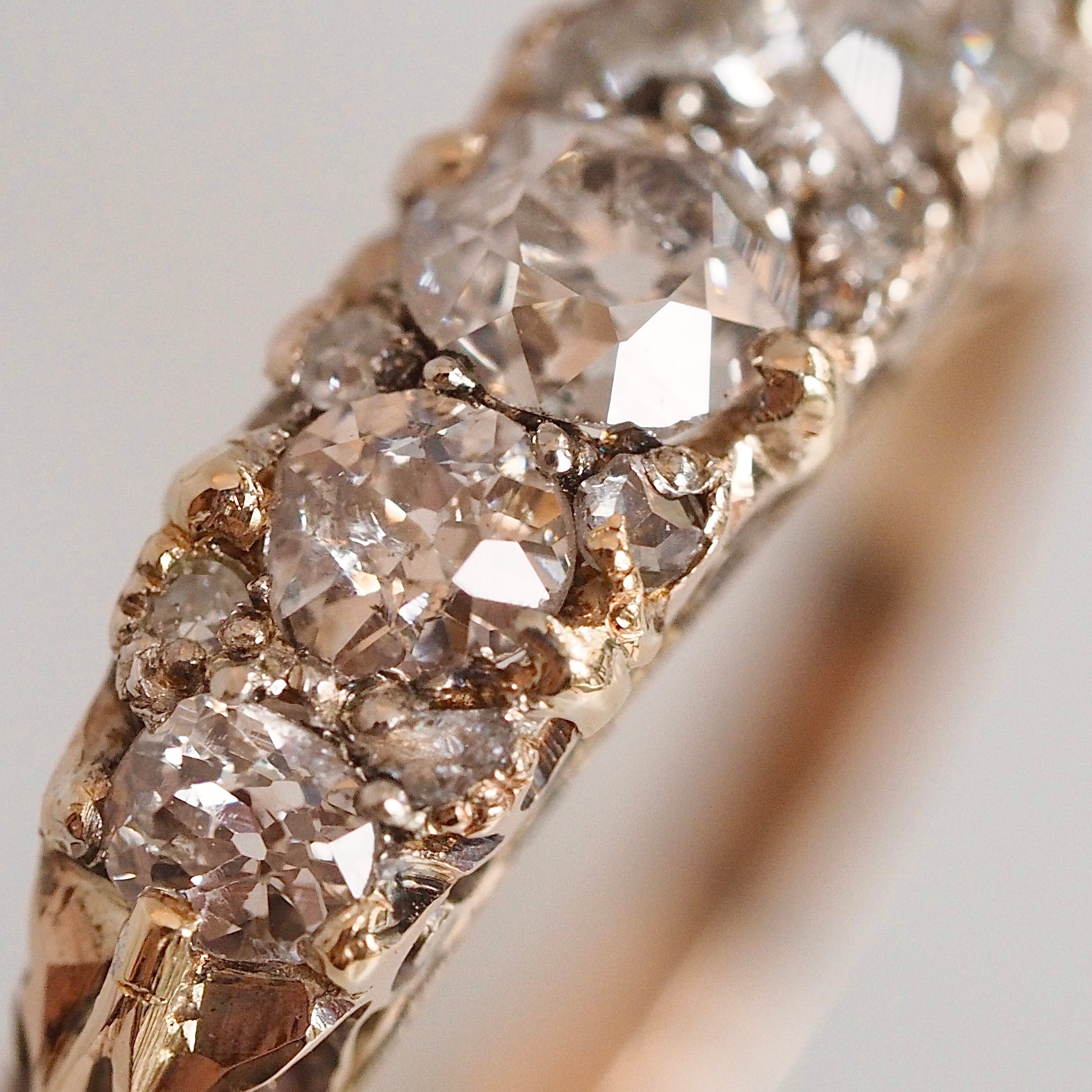 Antique Victorian 18k Gold Half Hoop Diamond Band