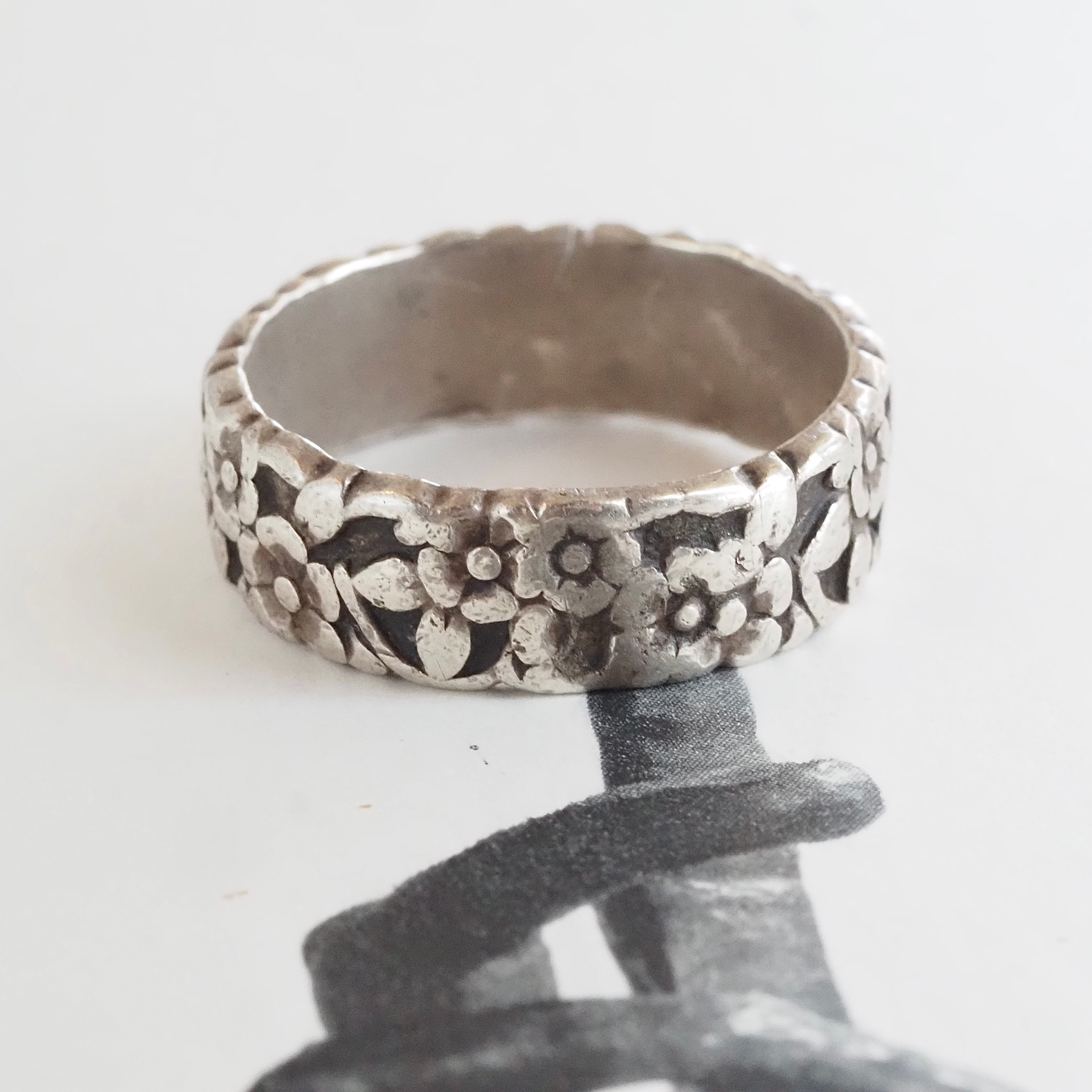 Vintage Floral Sterling Silver Ring