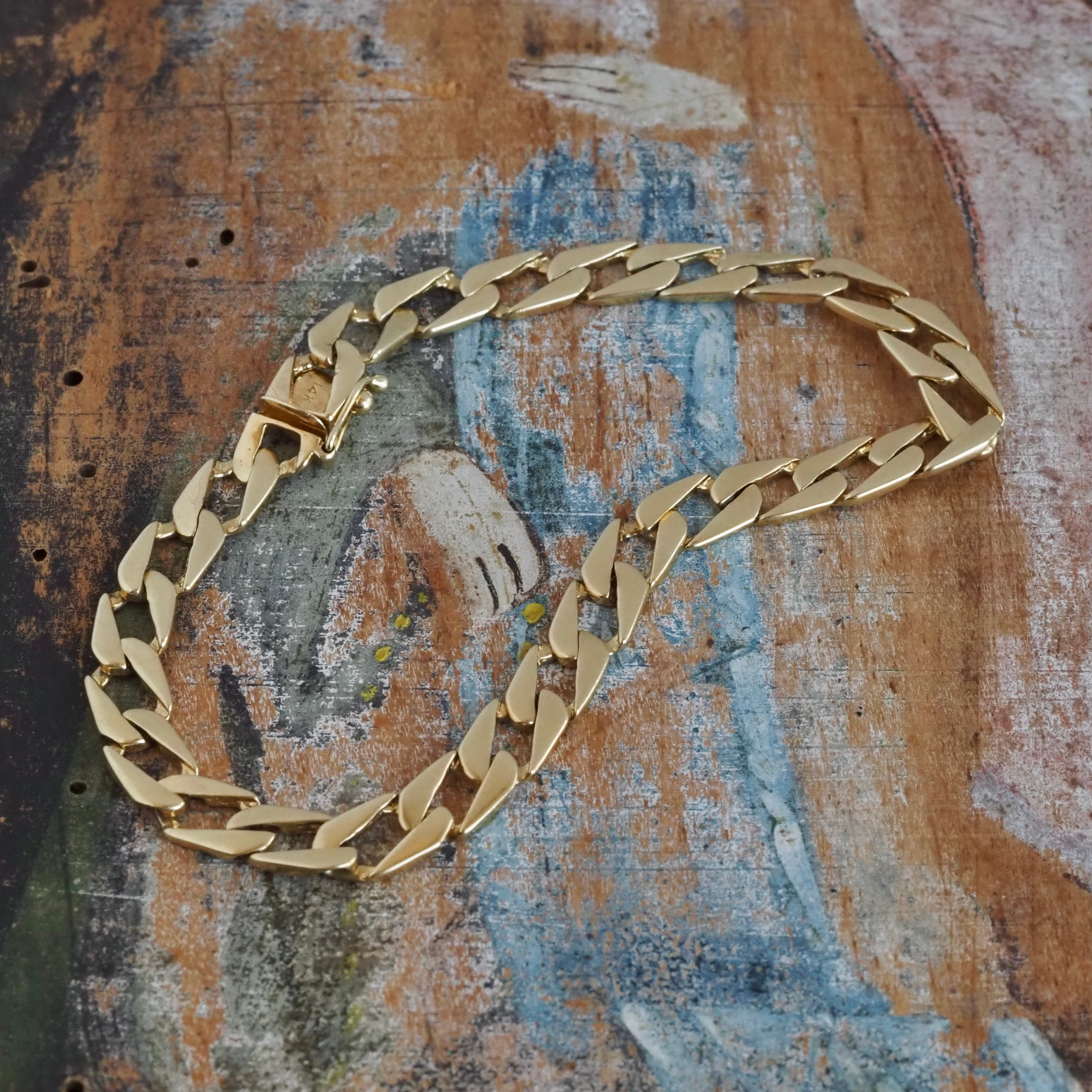 Vintage 14k Gold Flat Curb Chain Bracelet