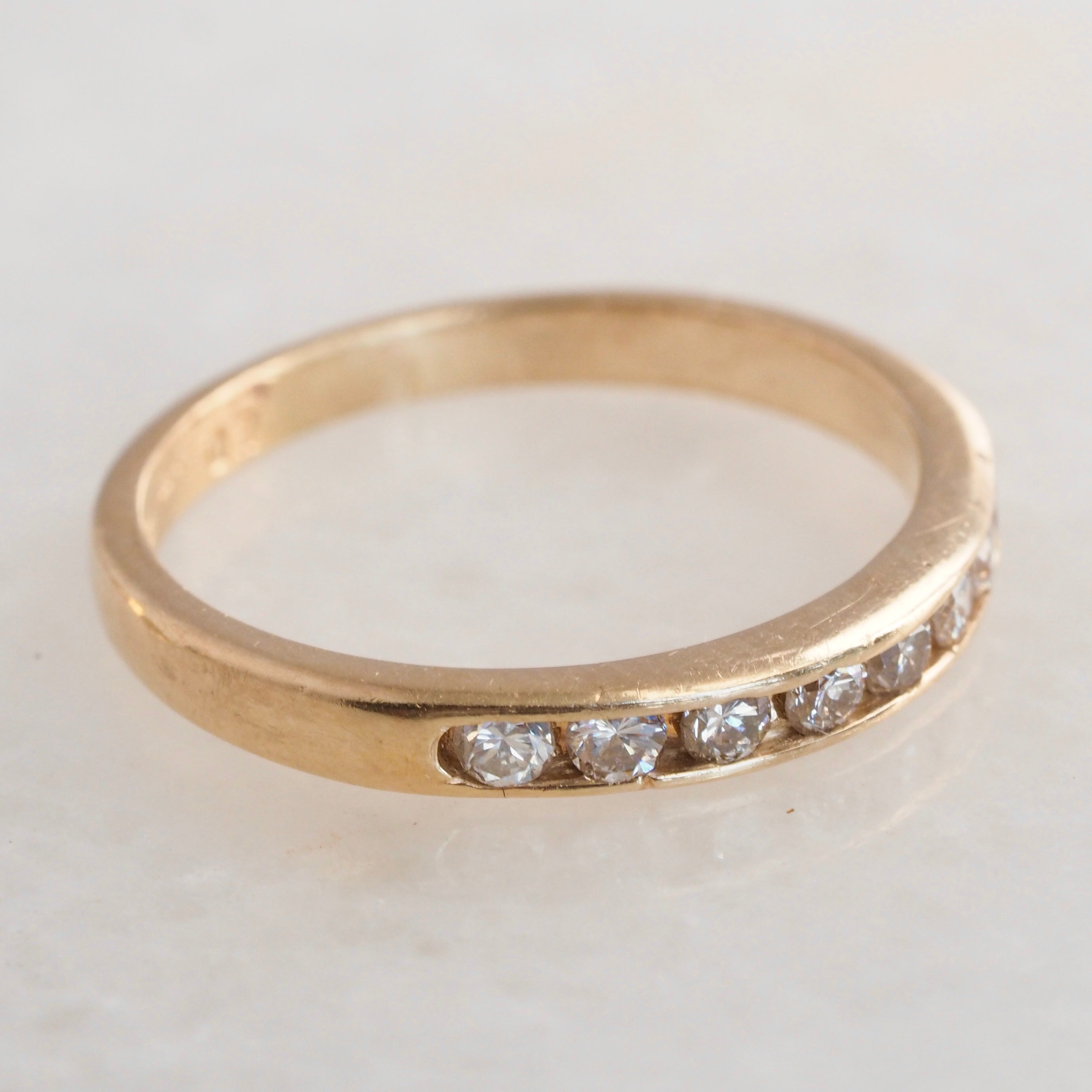 Vintage 14k Gold Round Brilliant Cut Diamond Ring Set