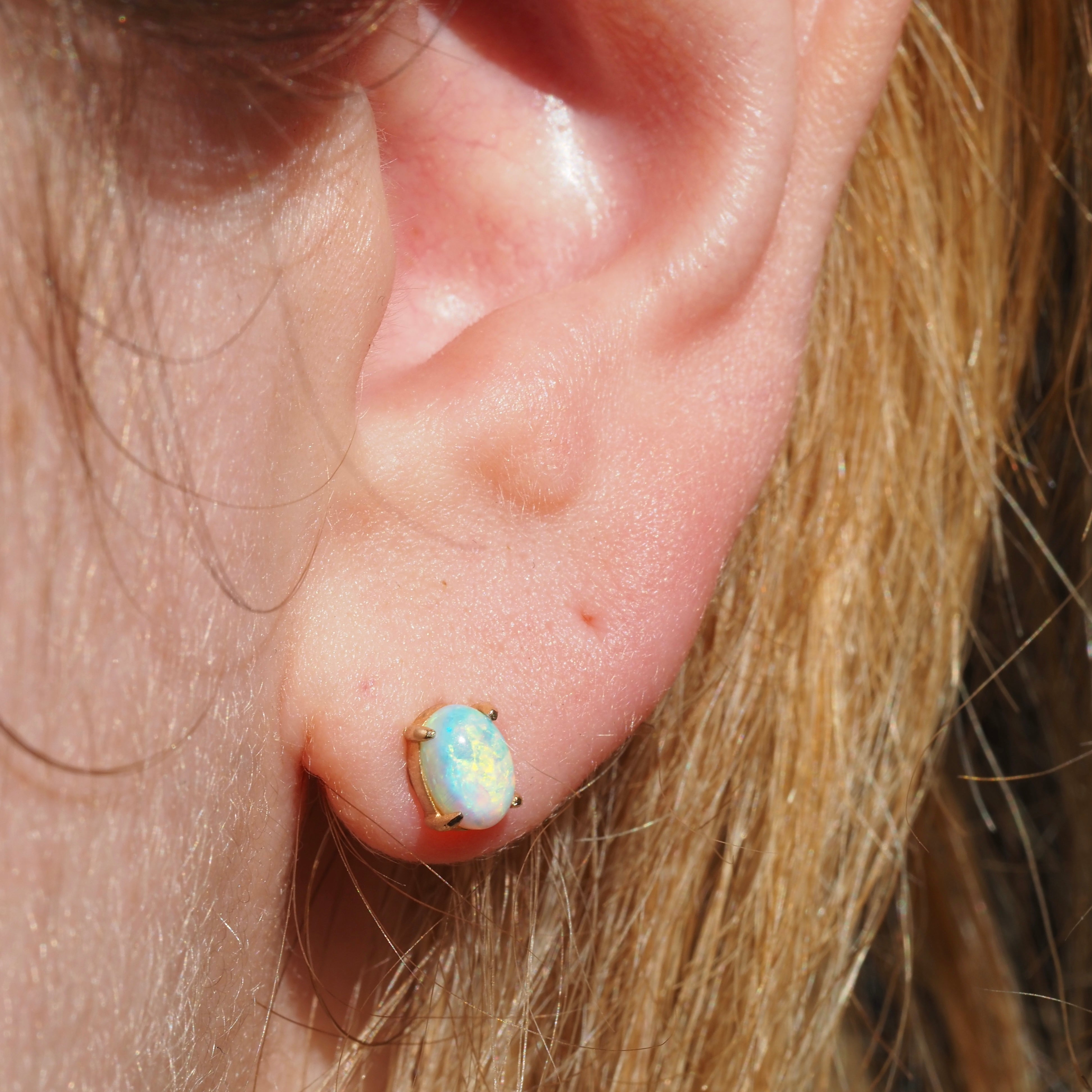 Vintage 14k Gold Opal Stud Earrings