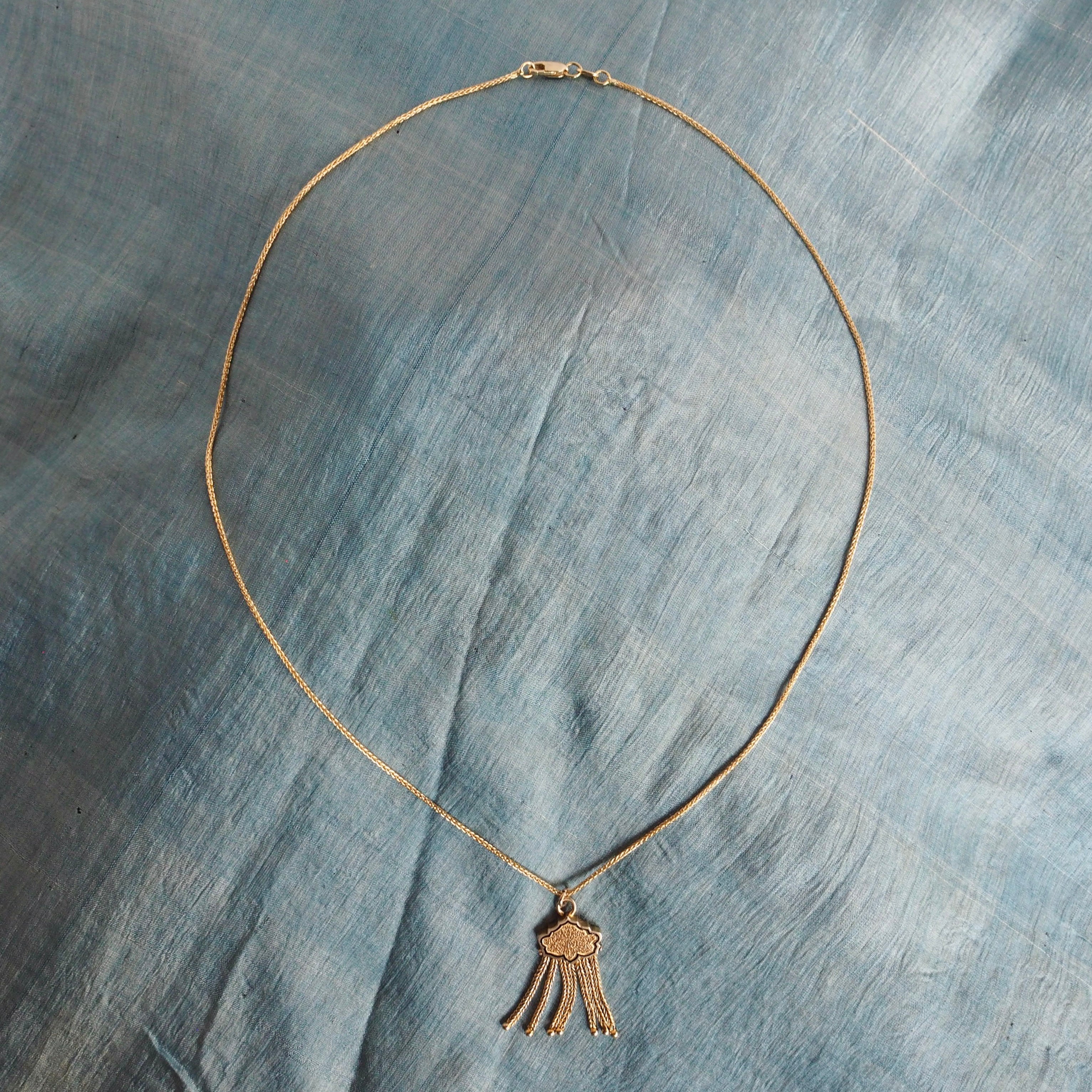 Antique Victorian 14k Gold Enamel Tassel Necklace