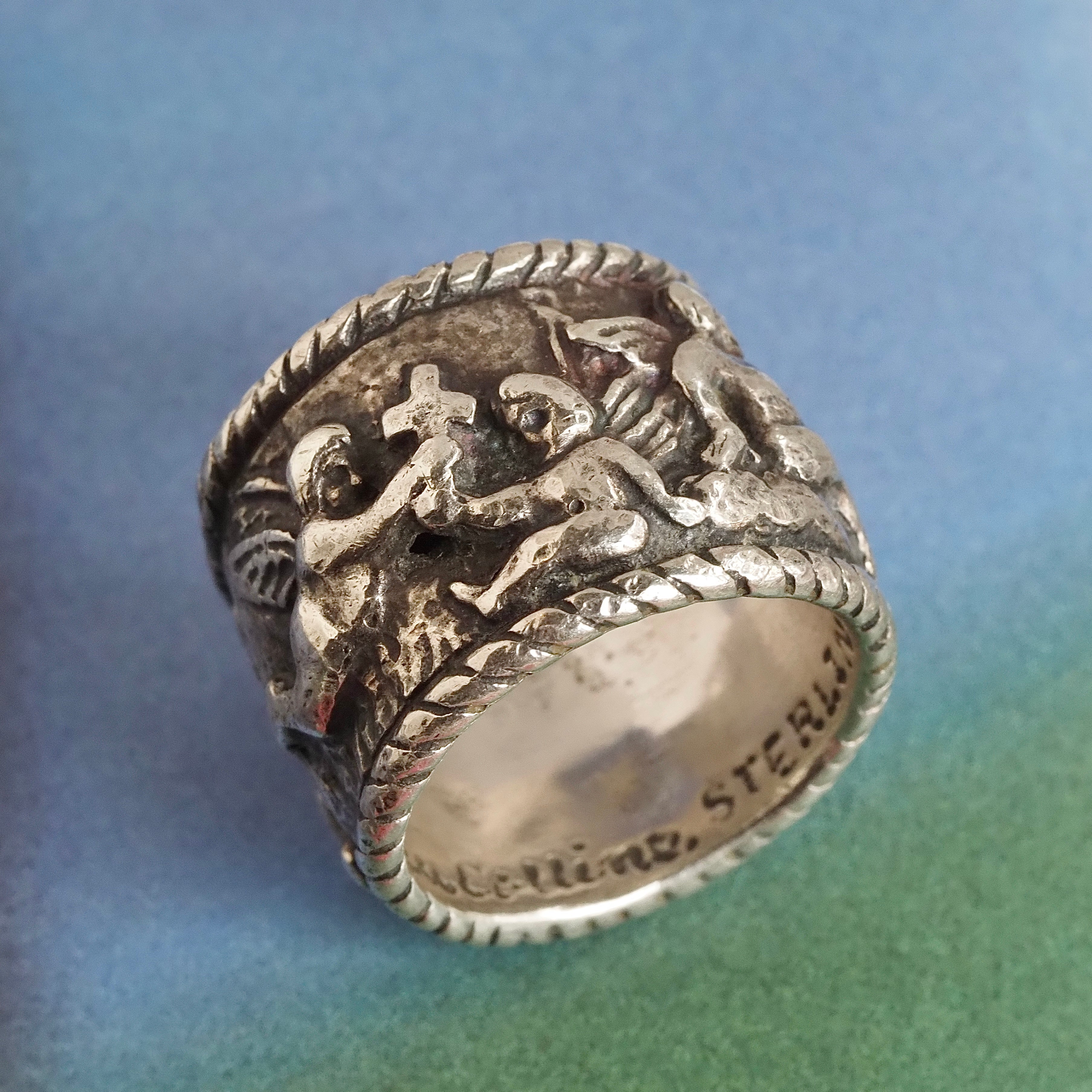 Vintage Sterling Silver Cherub Frieze Band