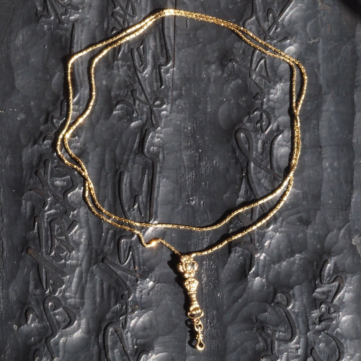 Antique c. 1837-1847 French 18k Gold Chain with Hand Swivel Clip and Slider Necklace