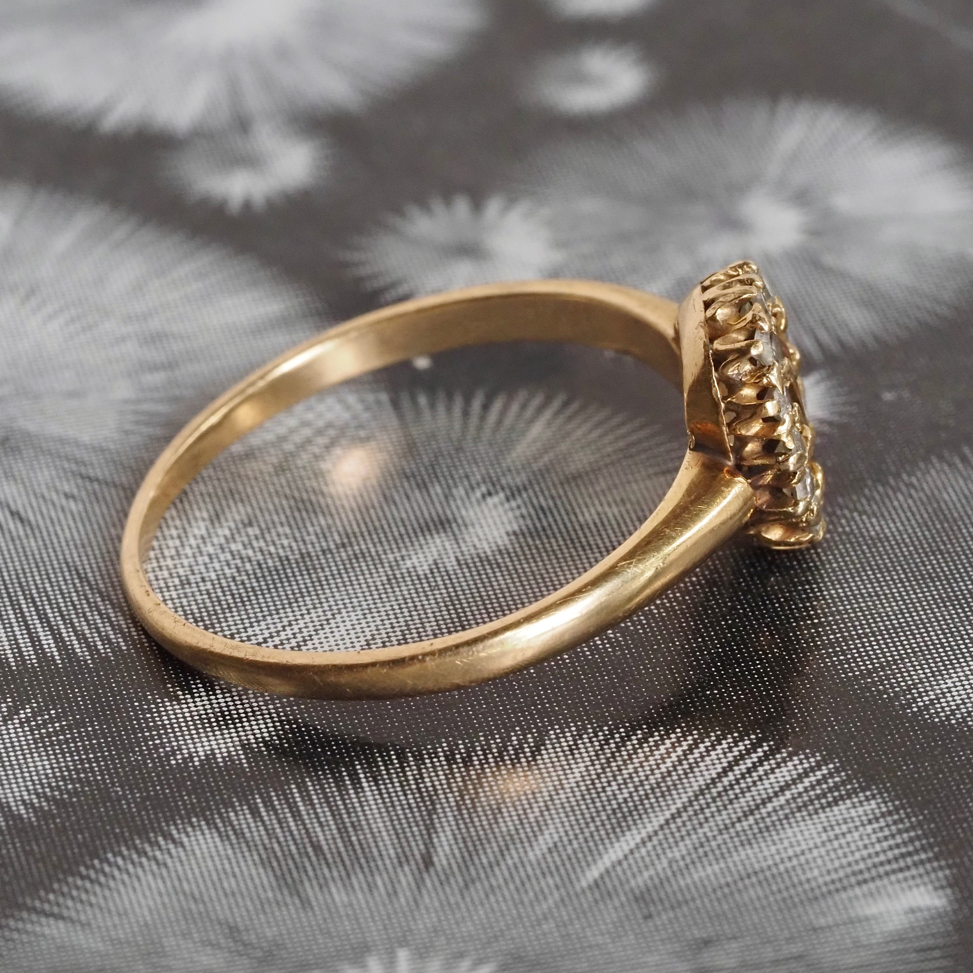 Antique Yellow Topaz and Diamond Halo 18k Gold Ring